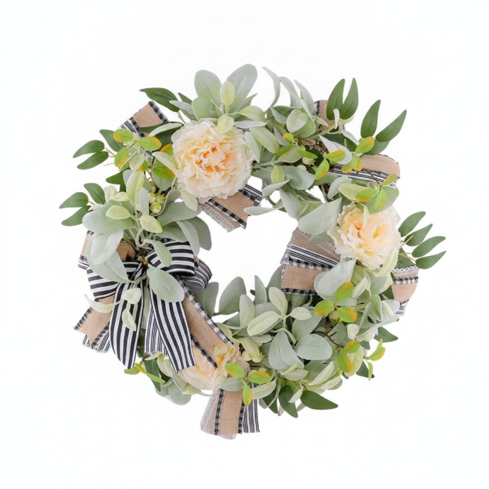 Peony Door Wreath with Bow