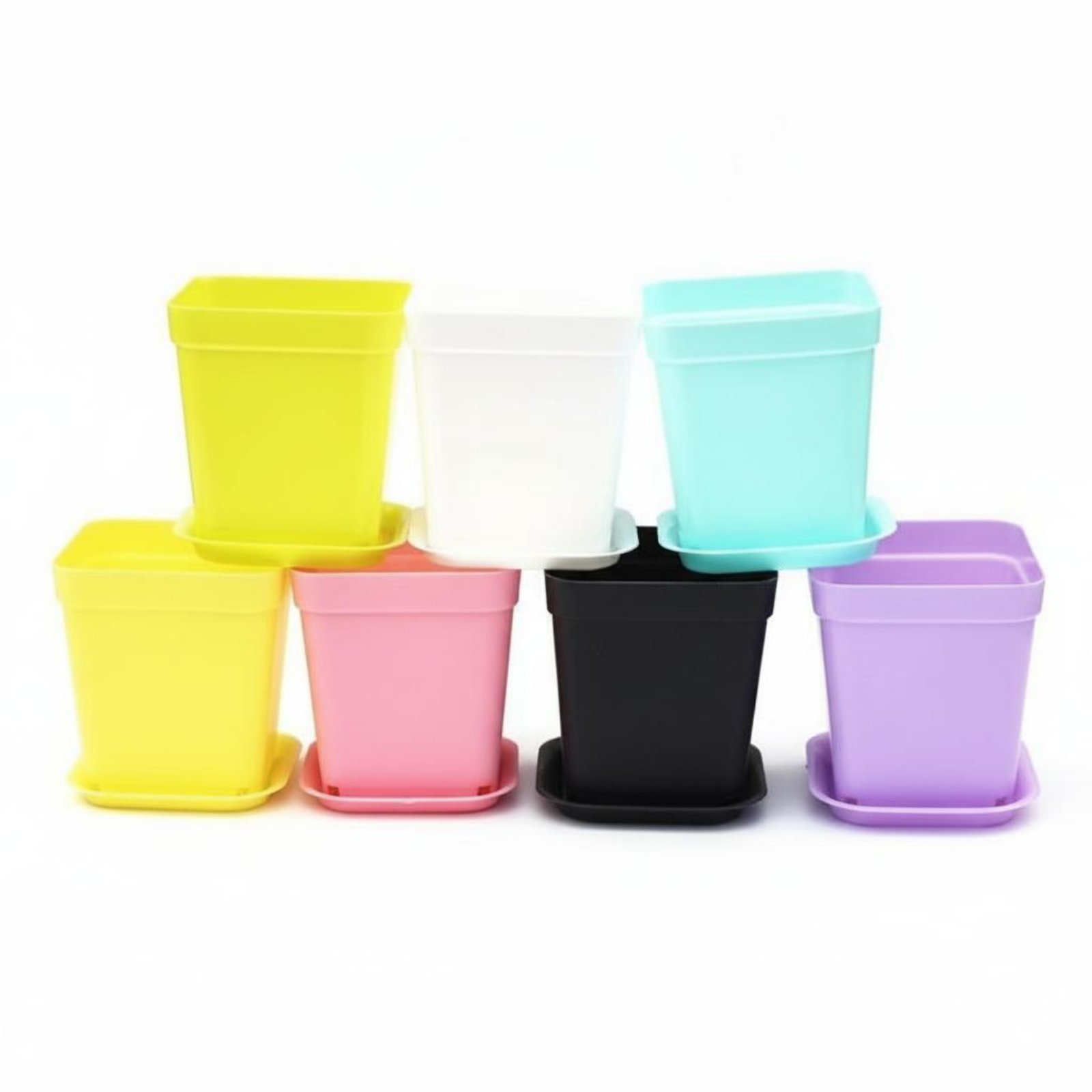 Square Plant Pot with Saucer