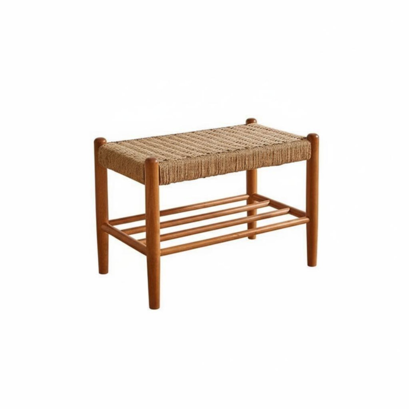 Double-Level Woven Shoe Stool