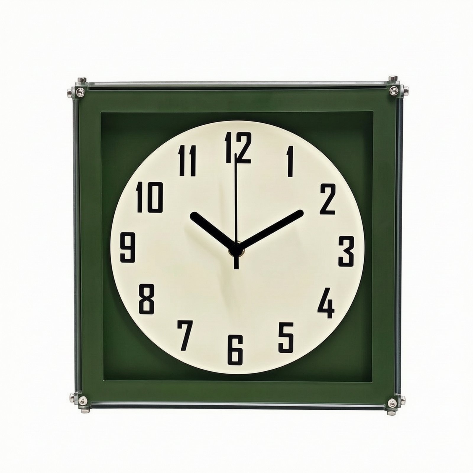 Acrylic Frame Wall Clock – Army Green