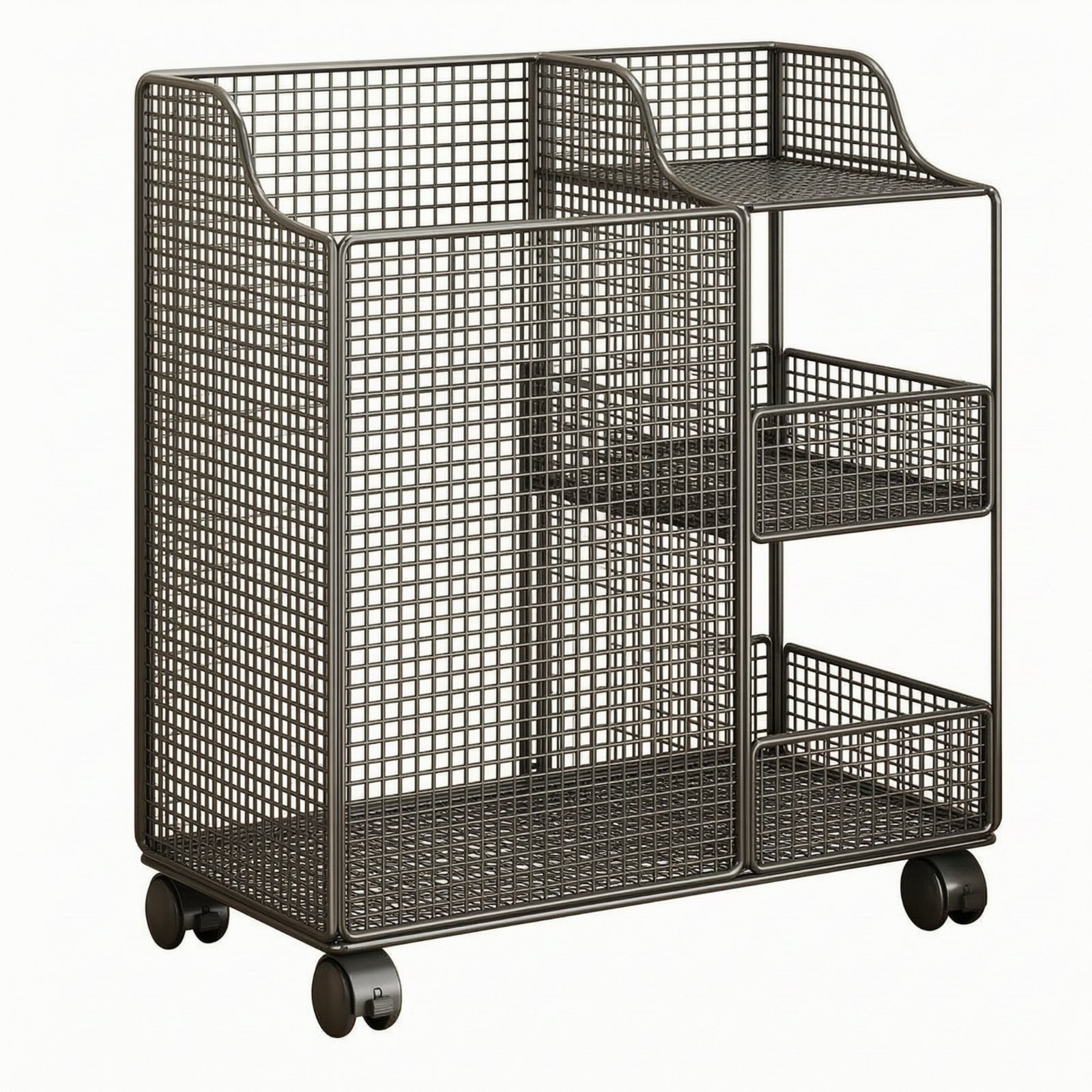 Rolling Storage Cart with Casters – Black, Mobile