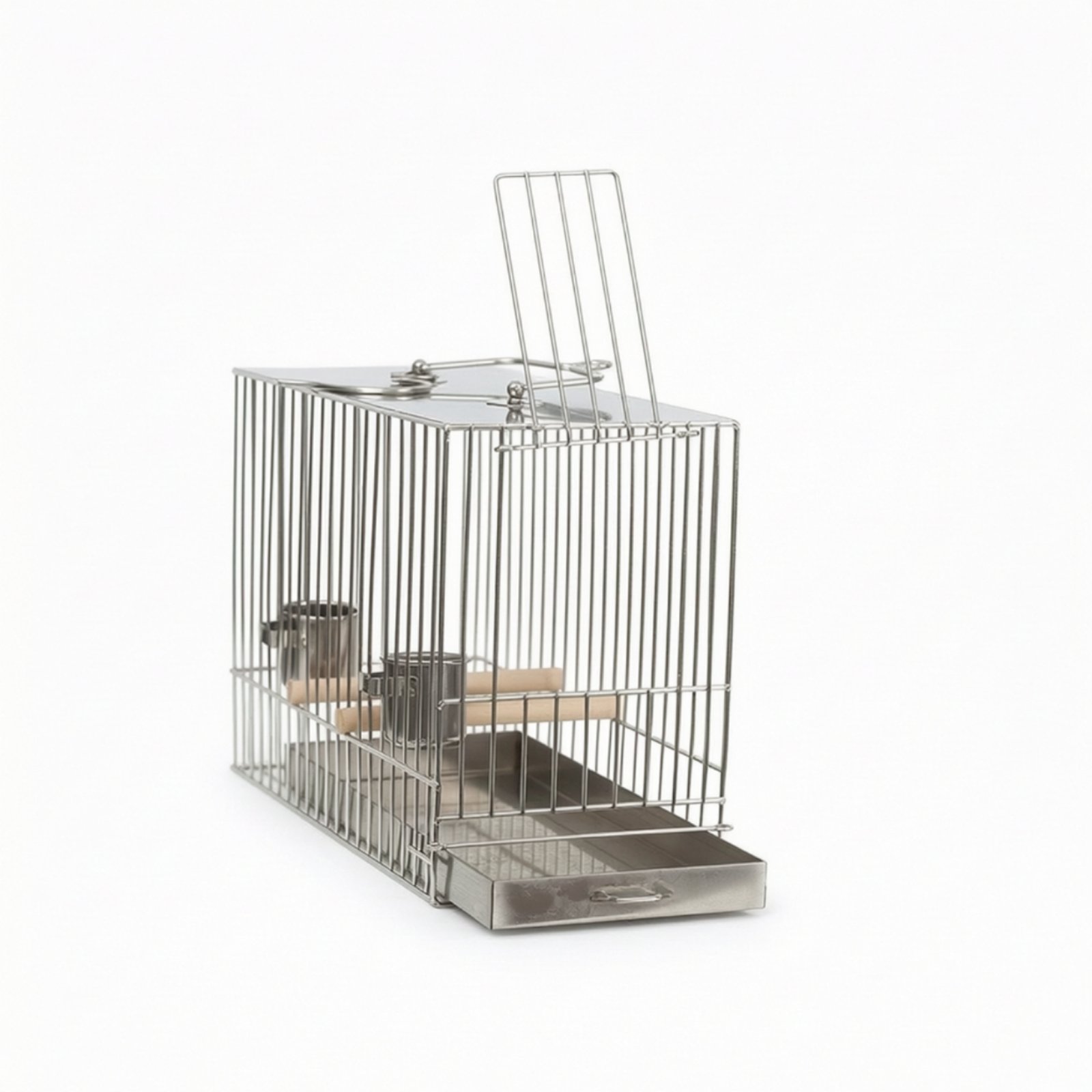 Bird Bathing Cage with Perch Stainless Steel Avian Enclosure