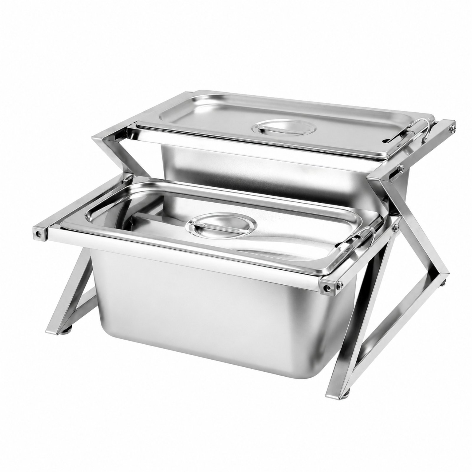 Double-Layer Condiment Rack with Lidded Pans