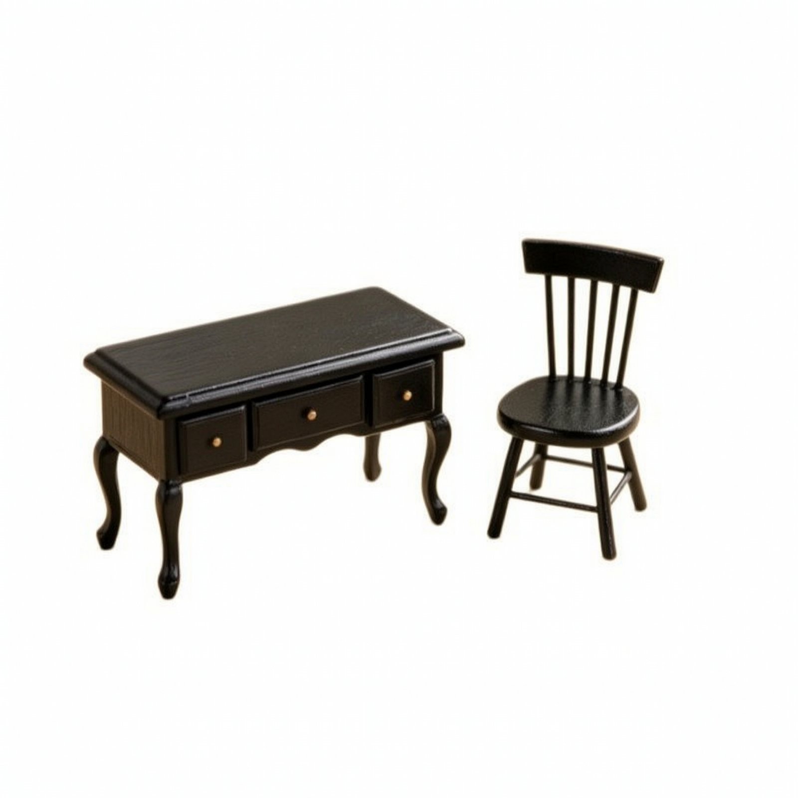 Wooden Dollhouse Desk and Chair Set