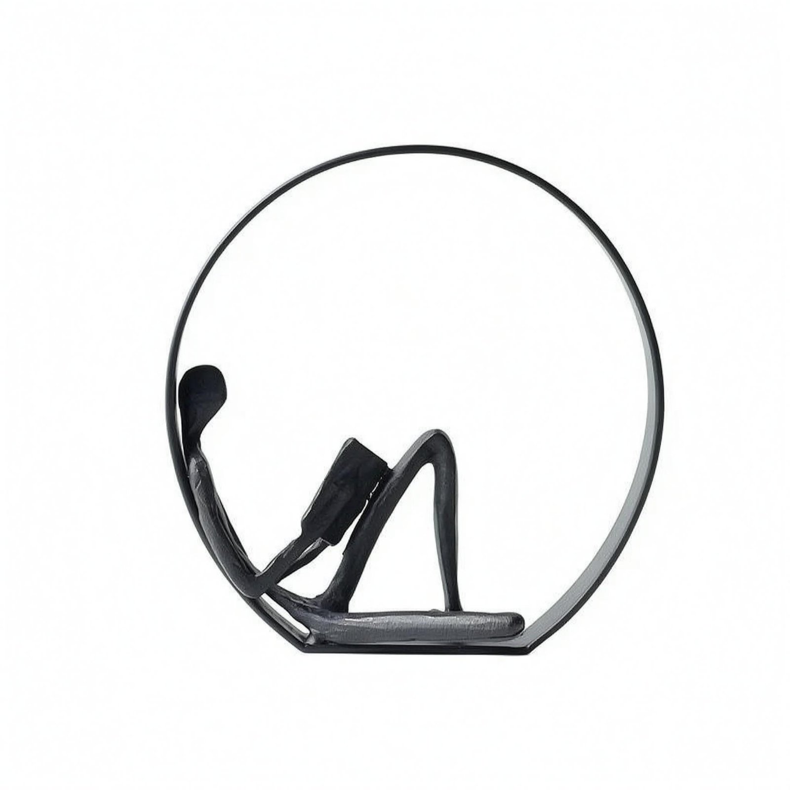 Metal Reading Figure Sculpture
