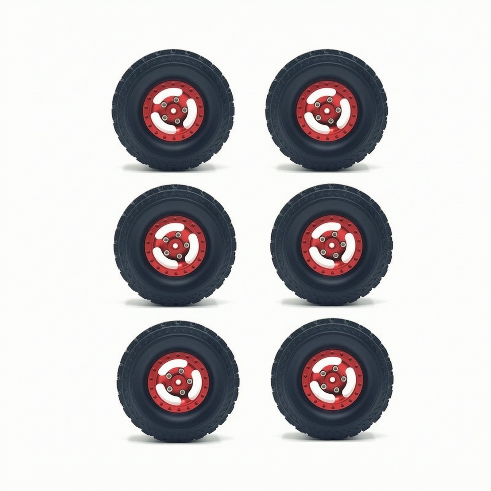 6-Piece RC Wheel and Tire Set 1:12 Scale