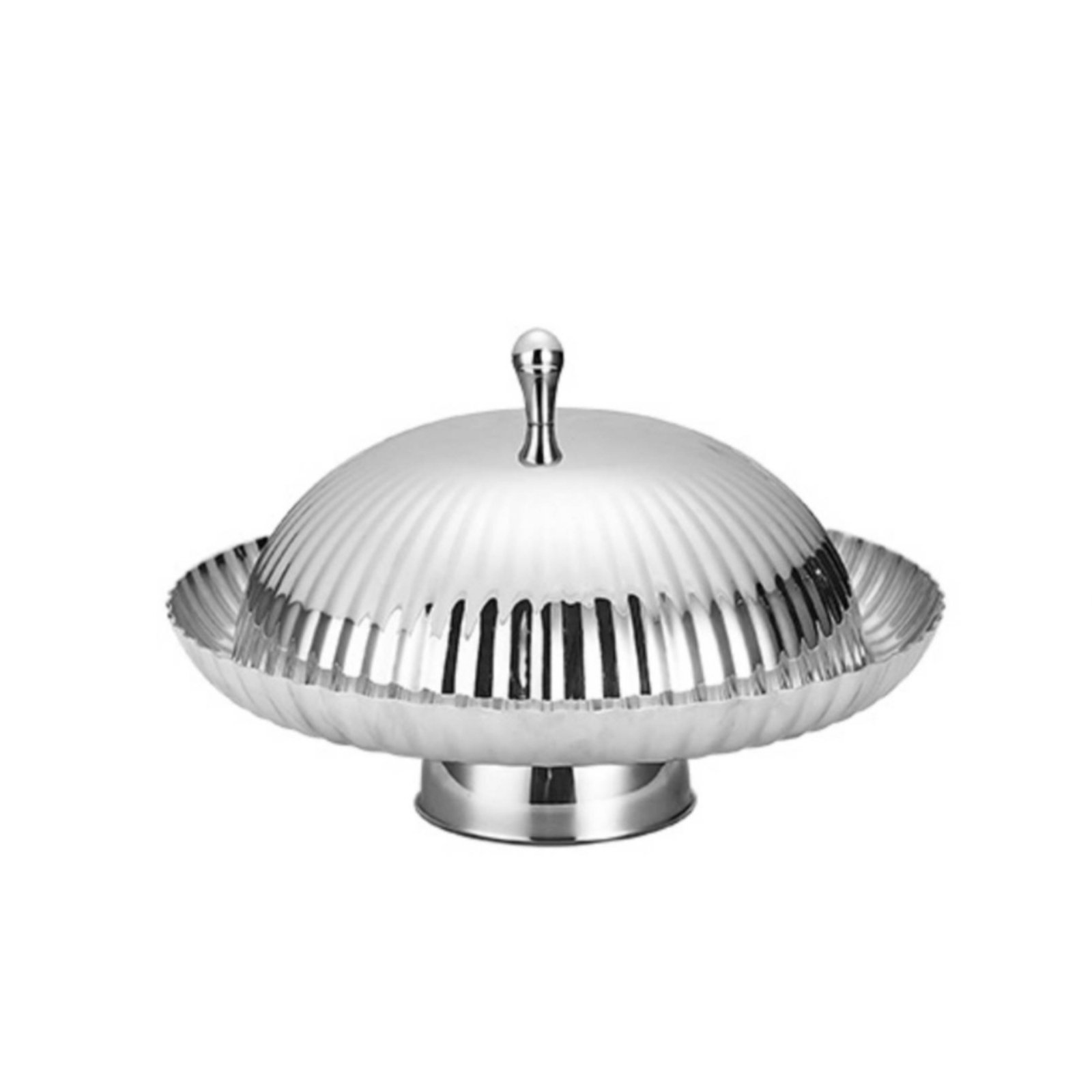 Stainless Steel Cake Stand – Striped with Lid