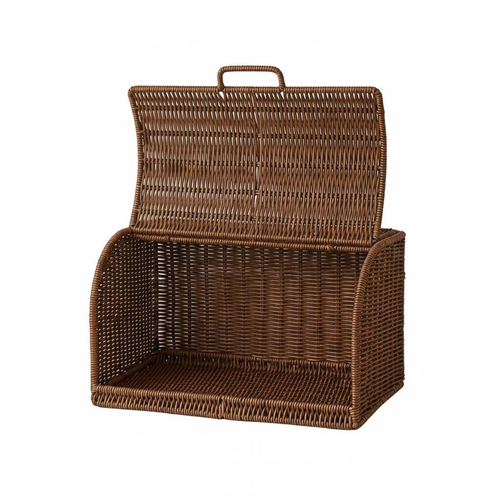 Lidded Storage Basket – Faux Rattan