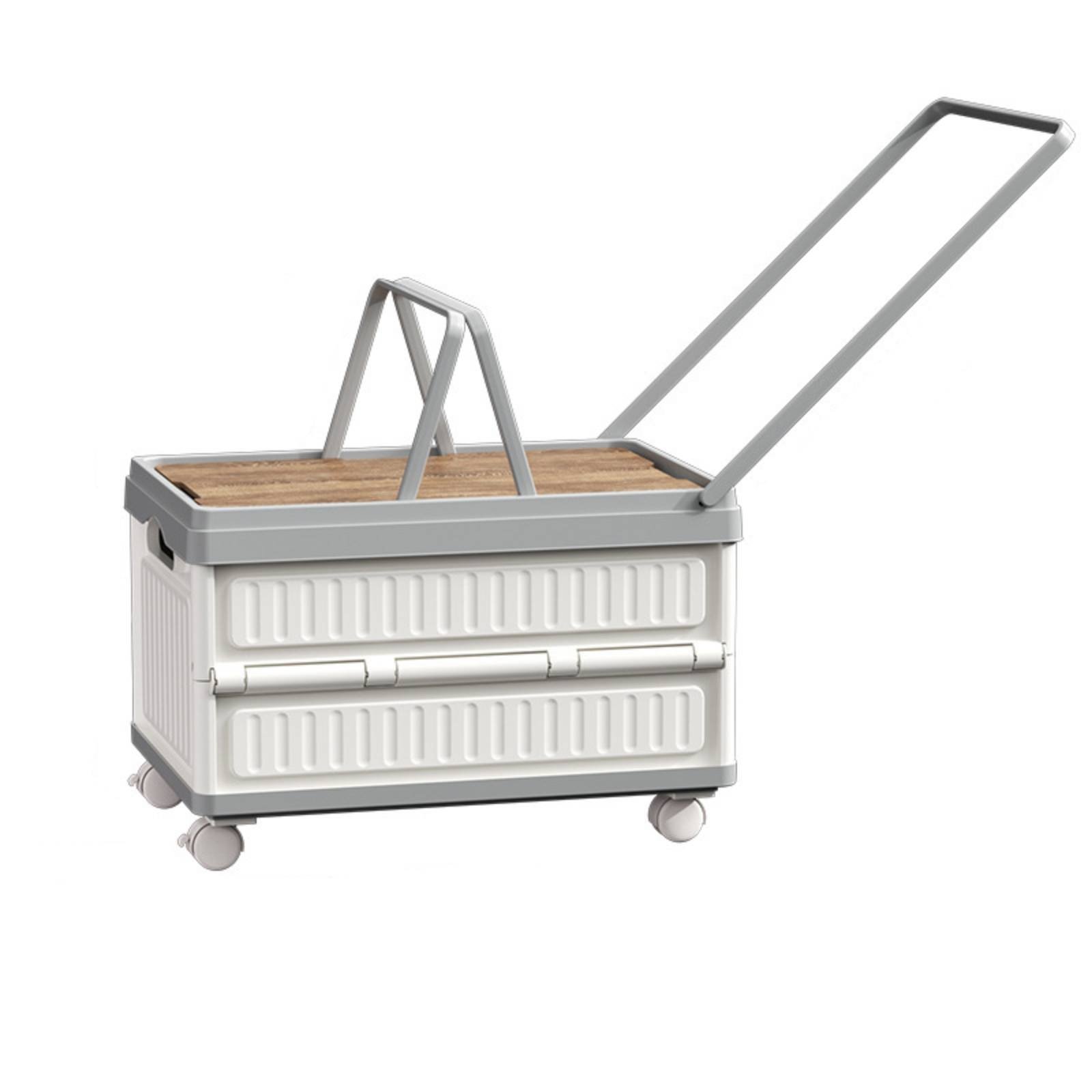 Rolling Storage Box with Wood Lid