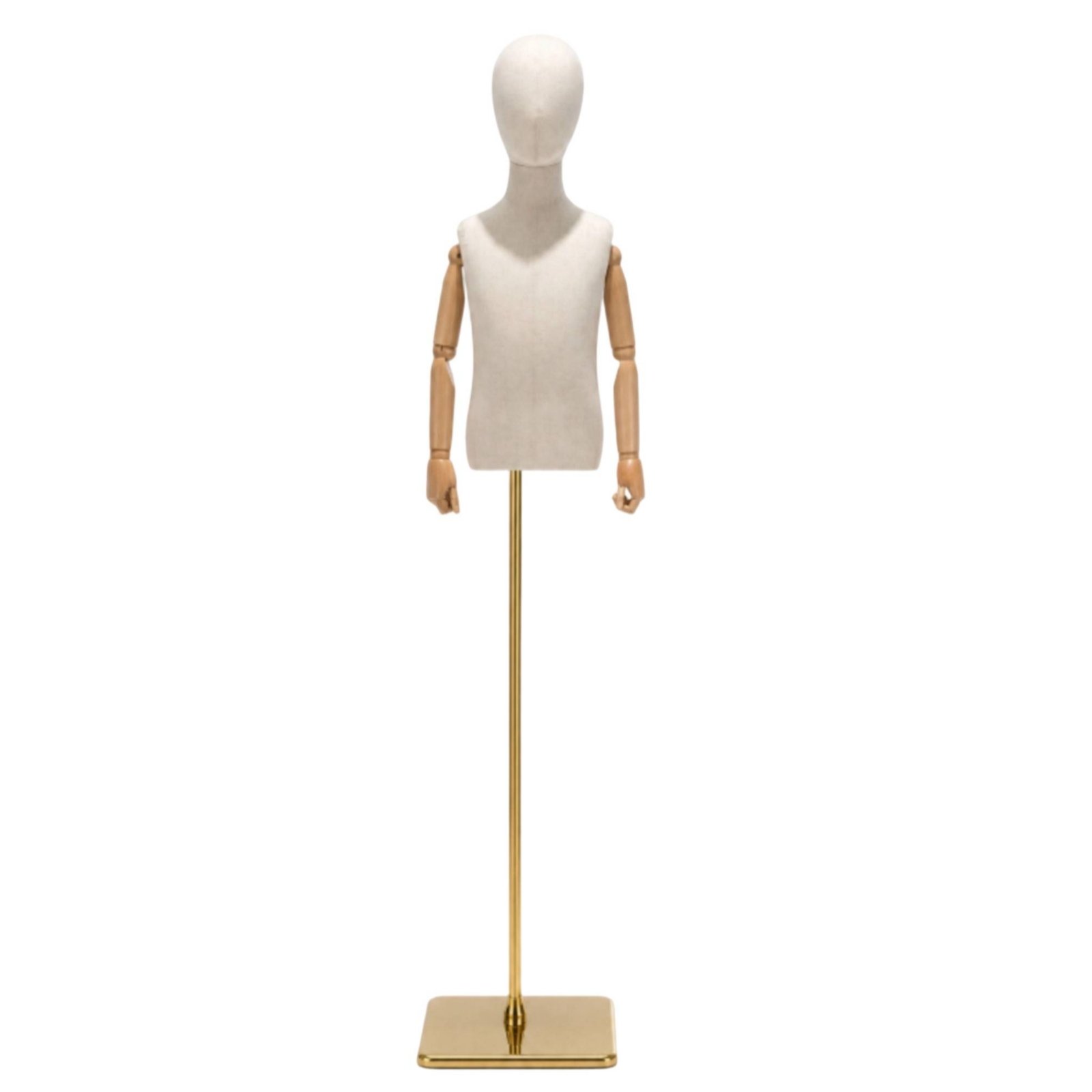 Child Dress Form with Wooden Arms – 2Y, Gold Square Woodarm