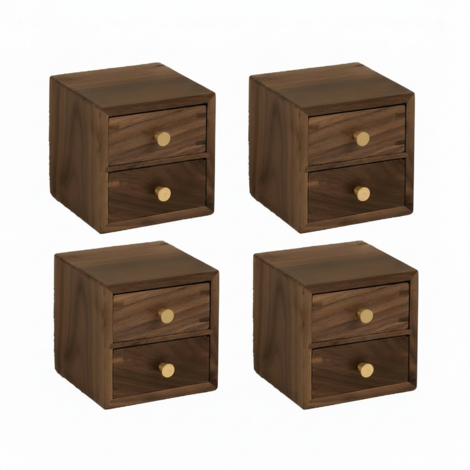 4-Piece Wooden Desk Organizer with Drawers