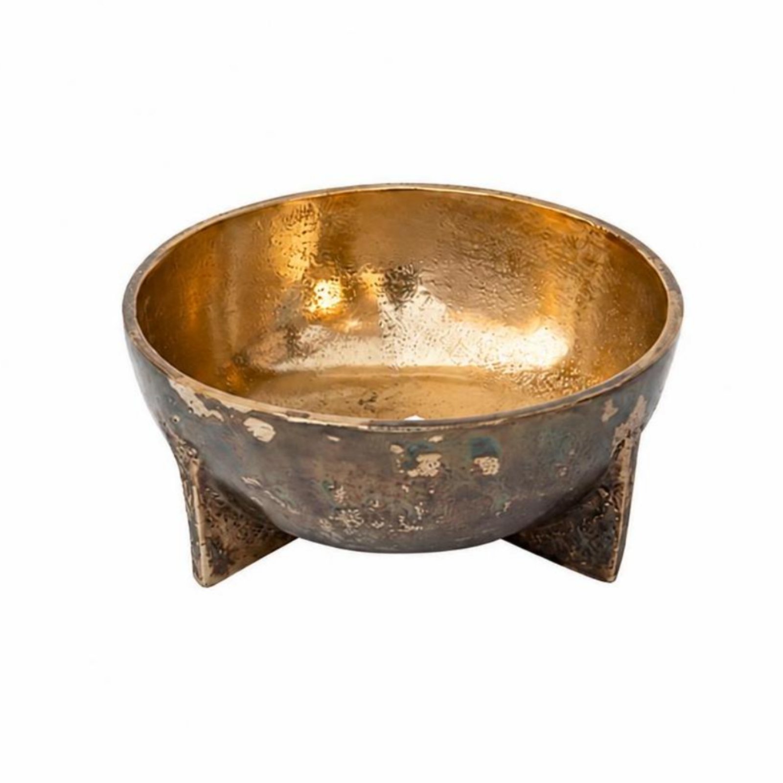 Hammered Metal Bowl with Feet