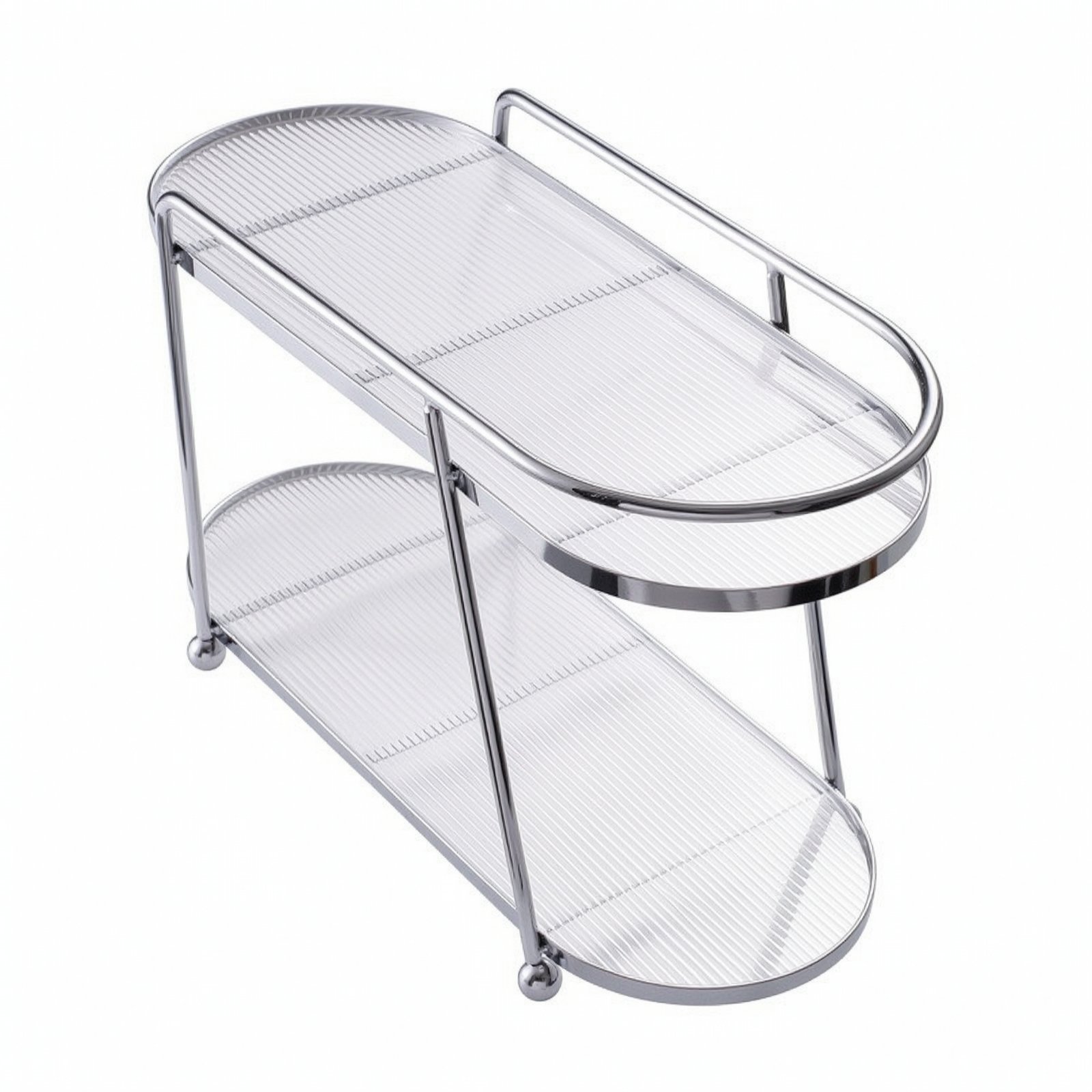 Two-Tier Countertop Storage Rack – Transparent Stripe