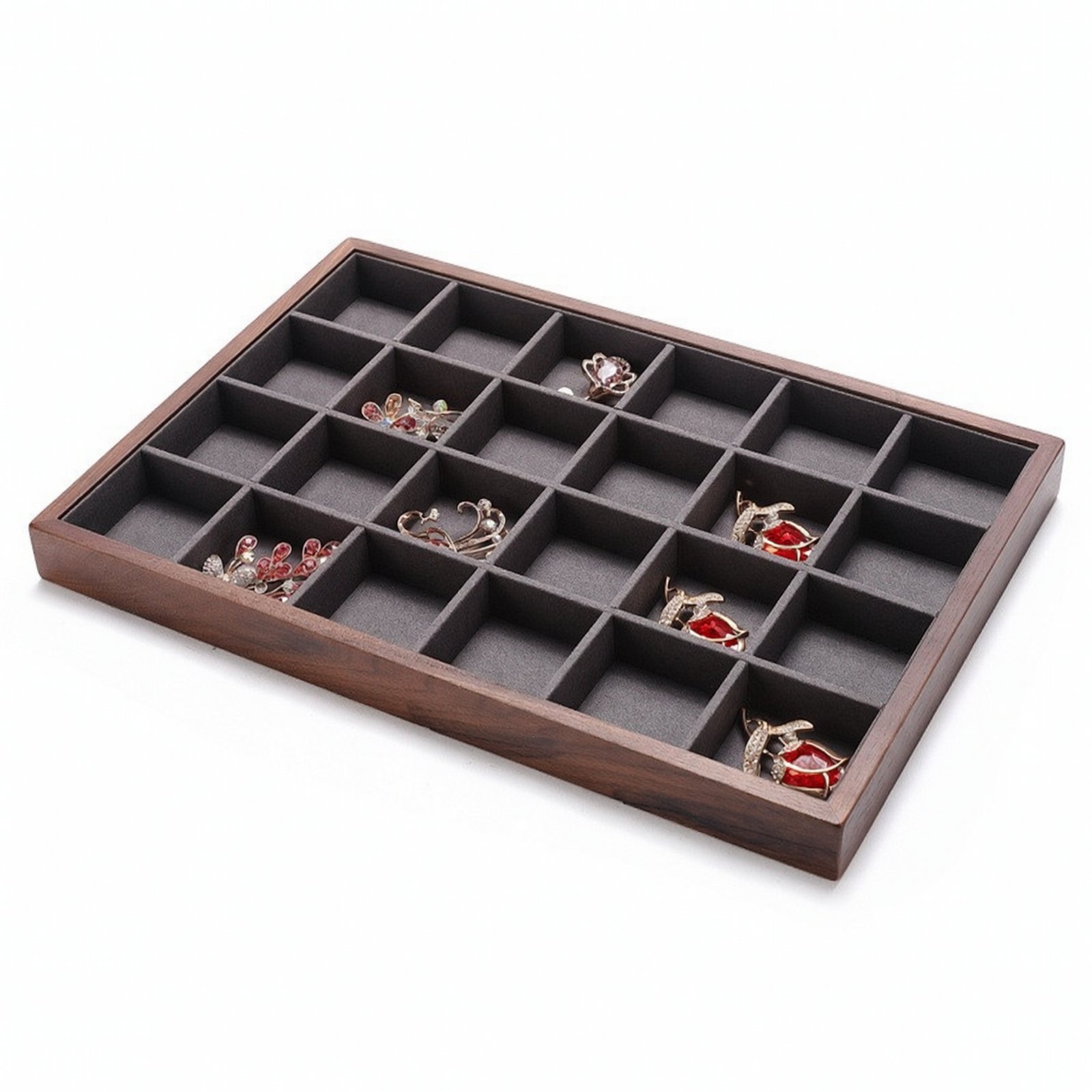 Jewelry Display Tray with 24 Compartments