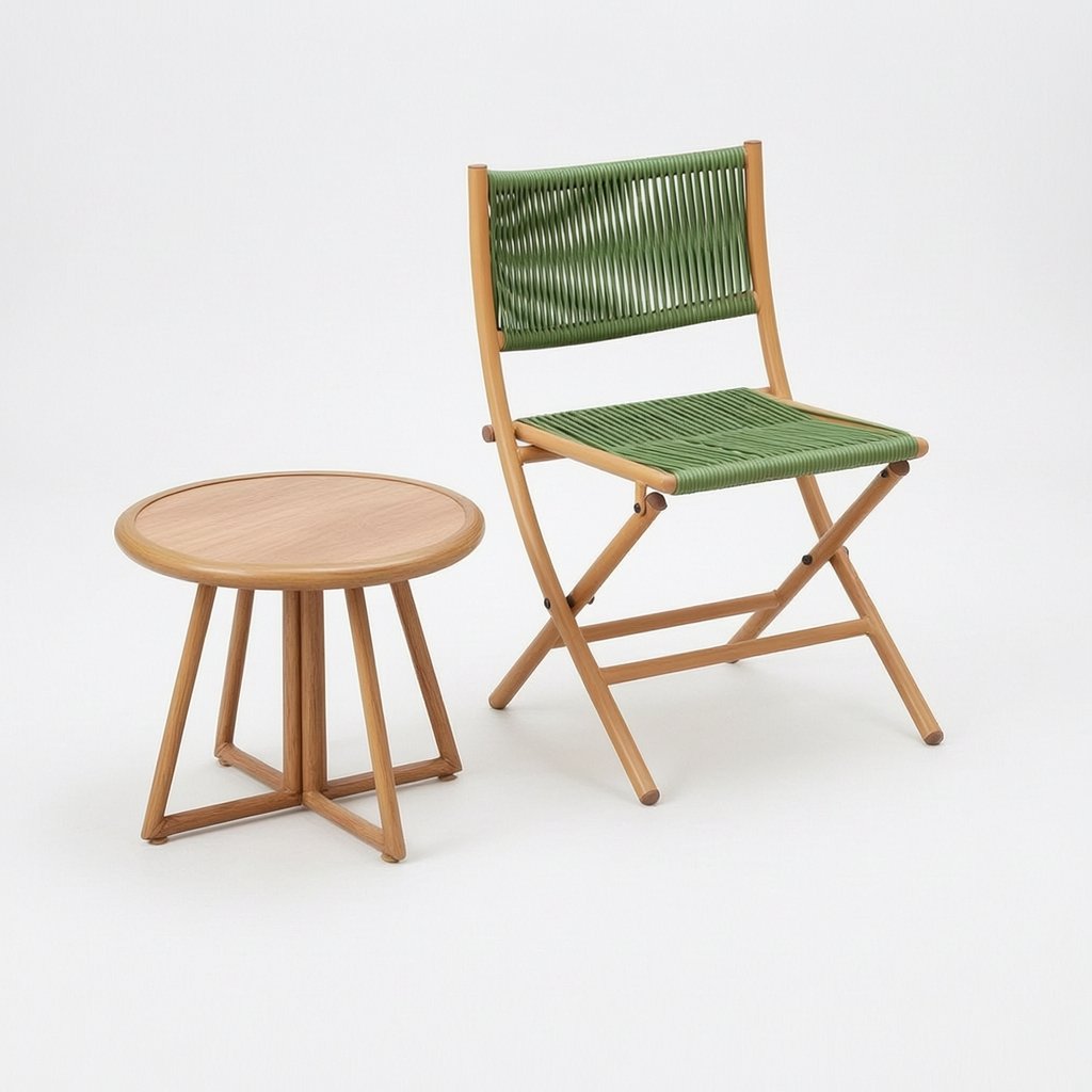 Foldable Wicker Chair and Table Set