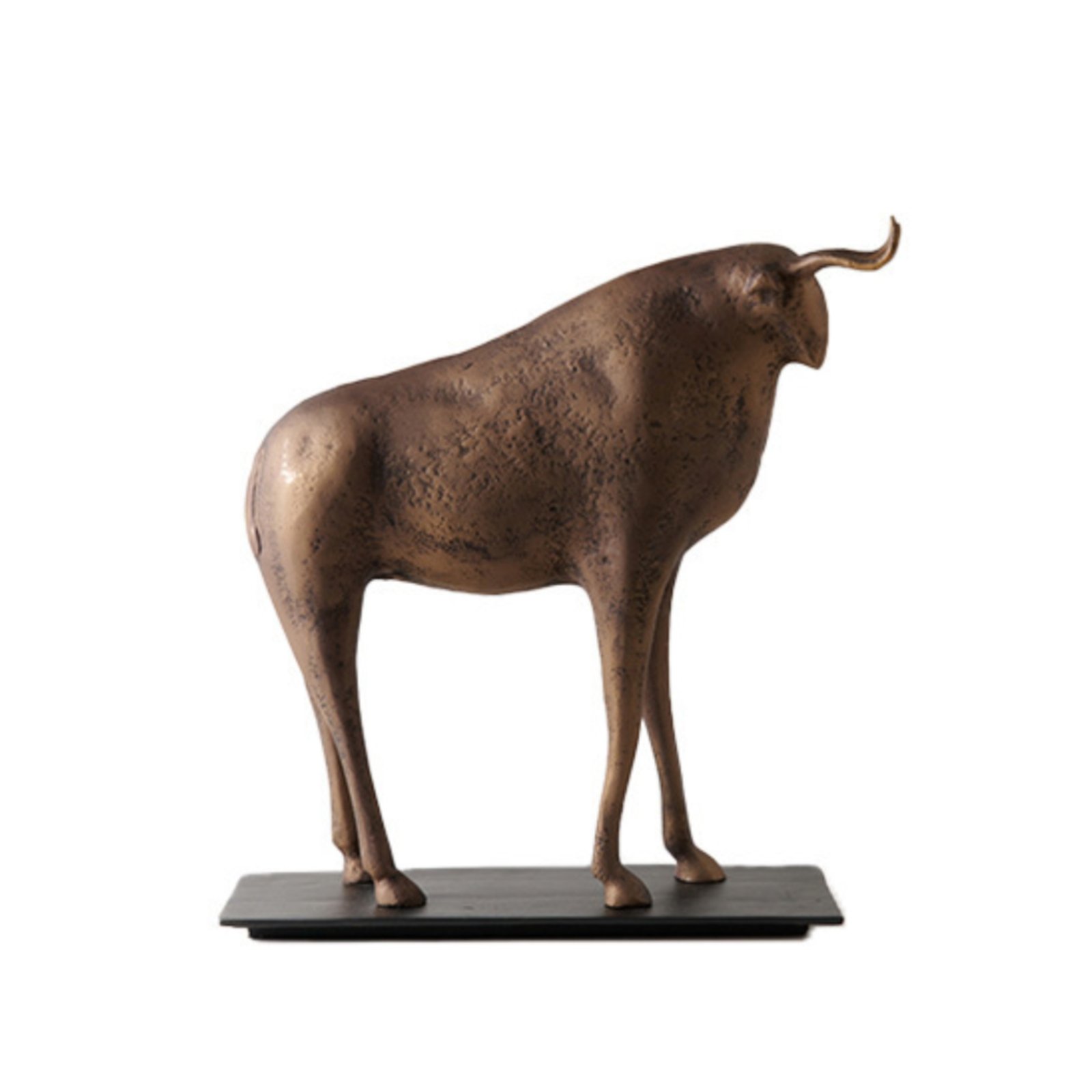 Bronze-Look Bull Sculpture