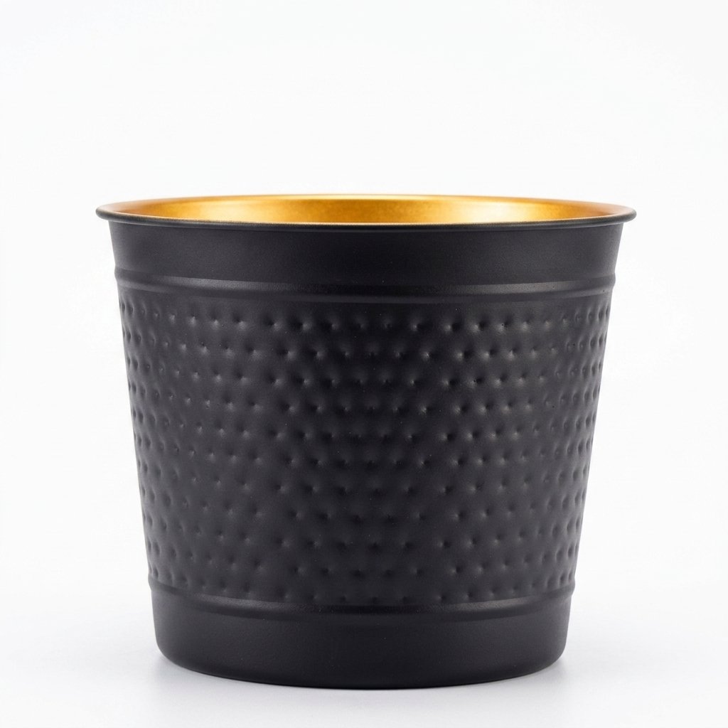 Stainless Steel Champagne Ice Bucket – Black Gold Hammered