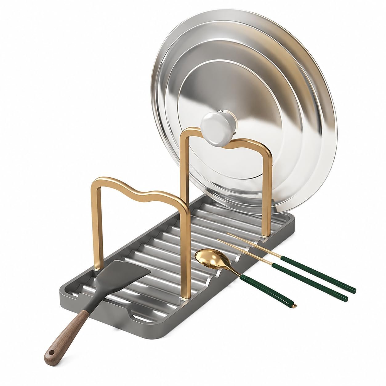 Pot Lid Holder – Dark Metallic Gray Gray