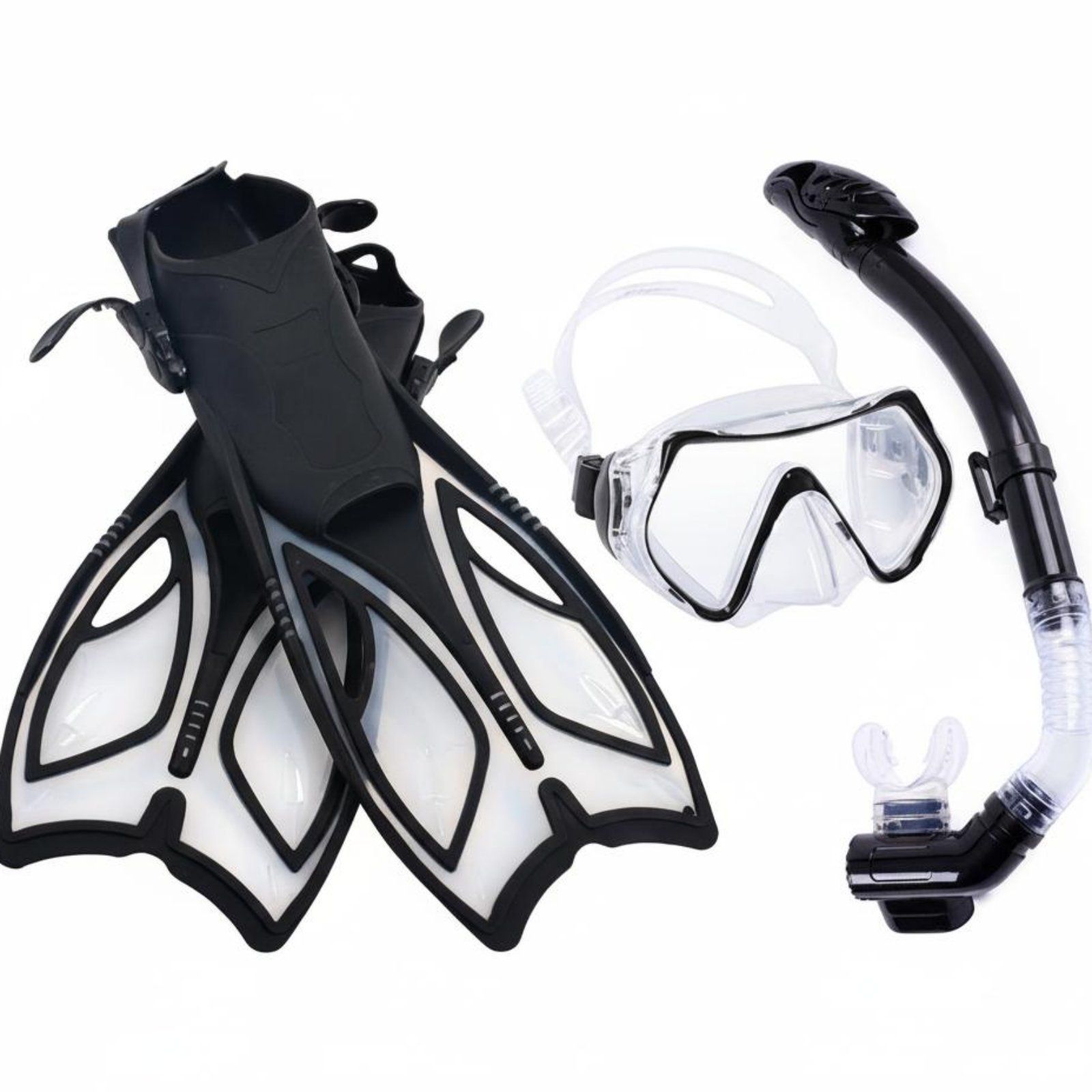 Snorkel Facepiece and Fins Set