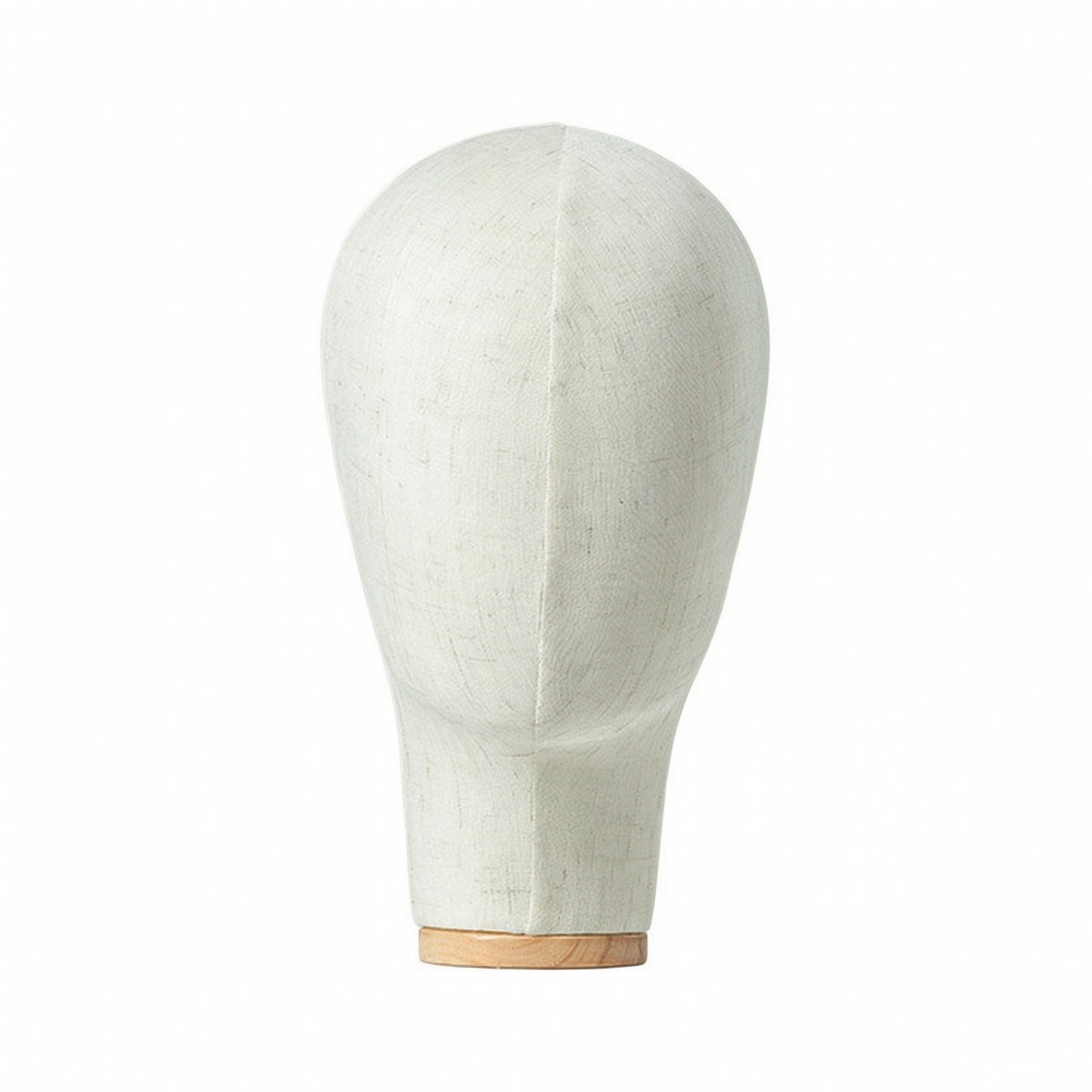 Mannequin Head with Wooden Base – Beige, Linen