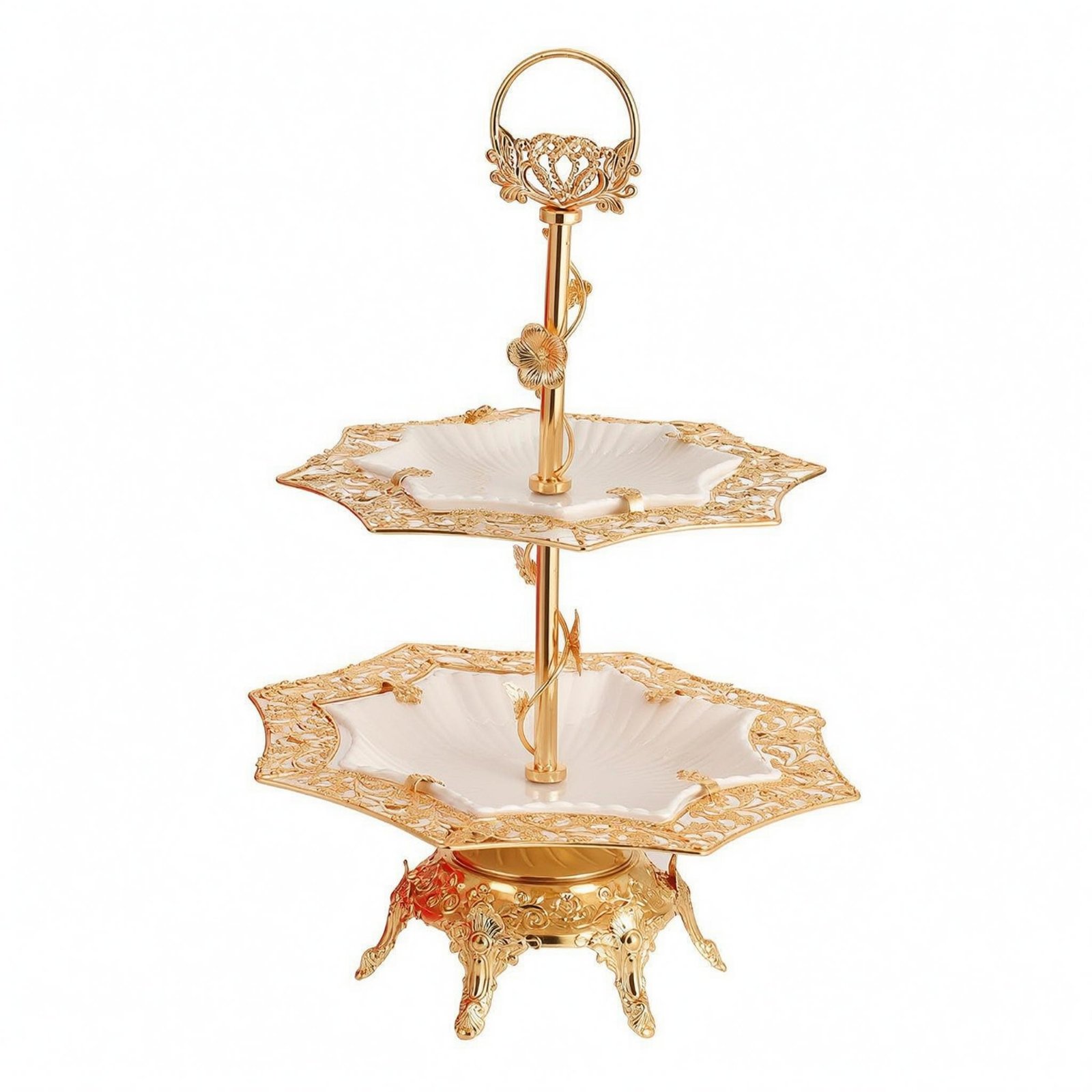 Glass Fruit Tray Stand Gold