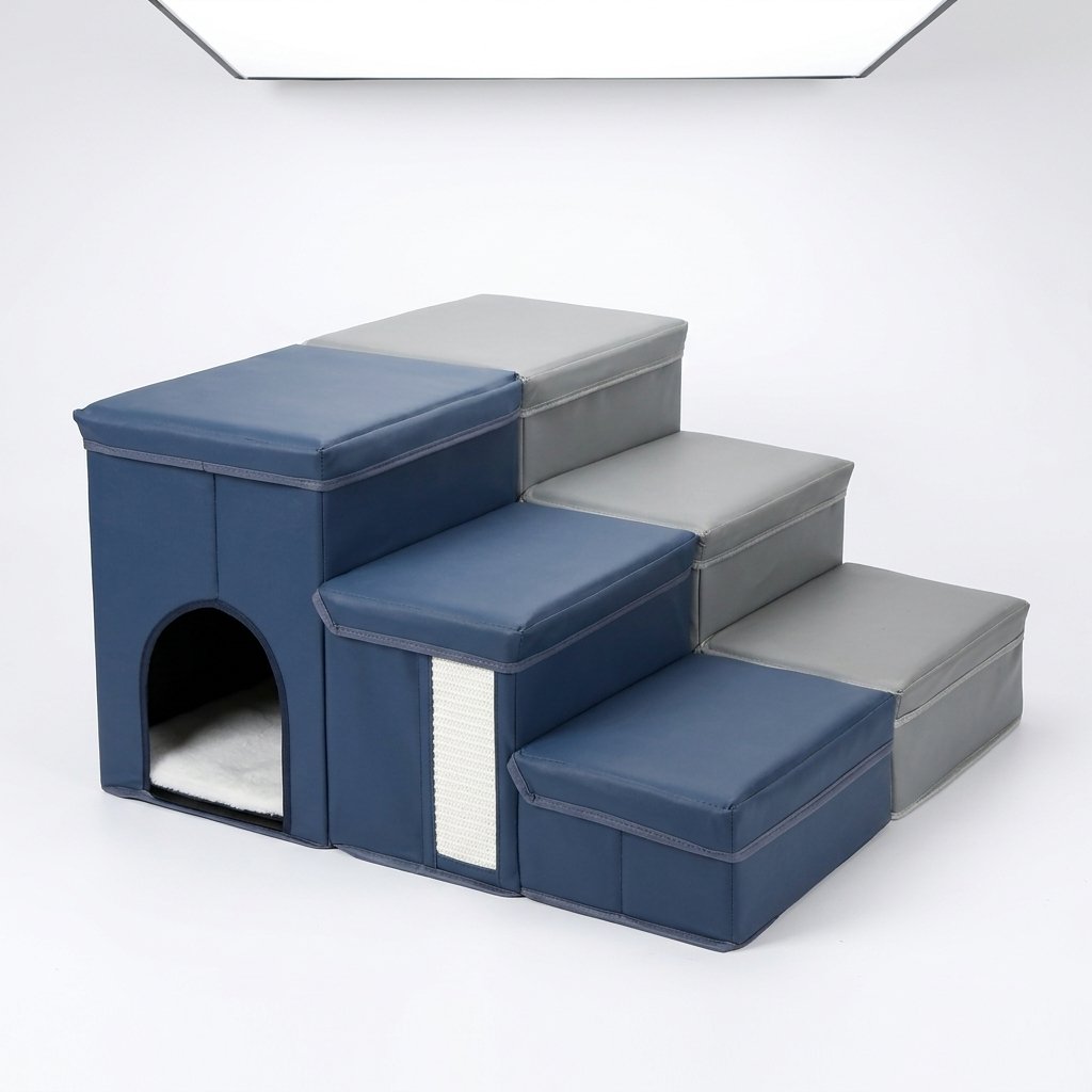 Foldable Pet Stairs – 76*34*39cm, Grey