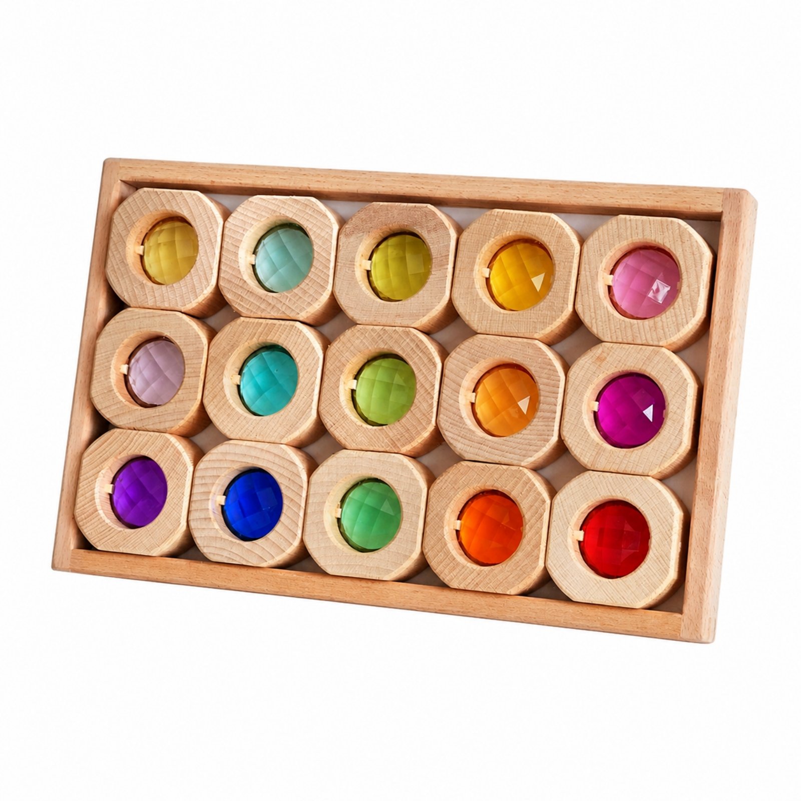 15-Piece Acrylic Rainbow Building Blocks