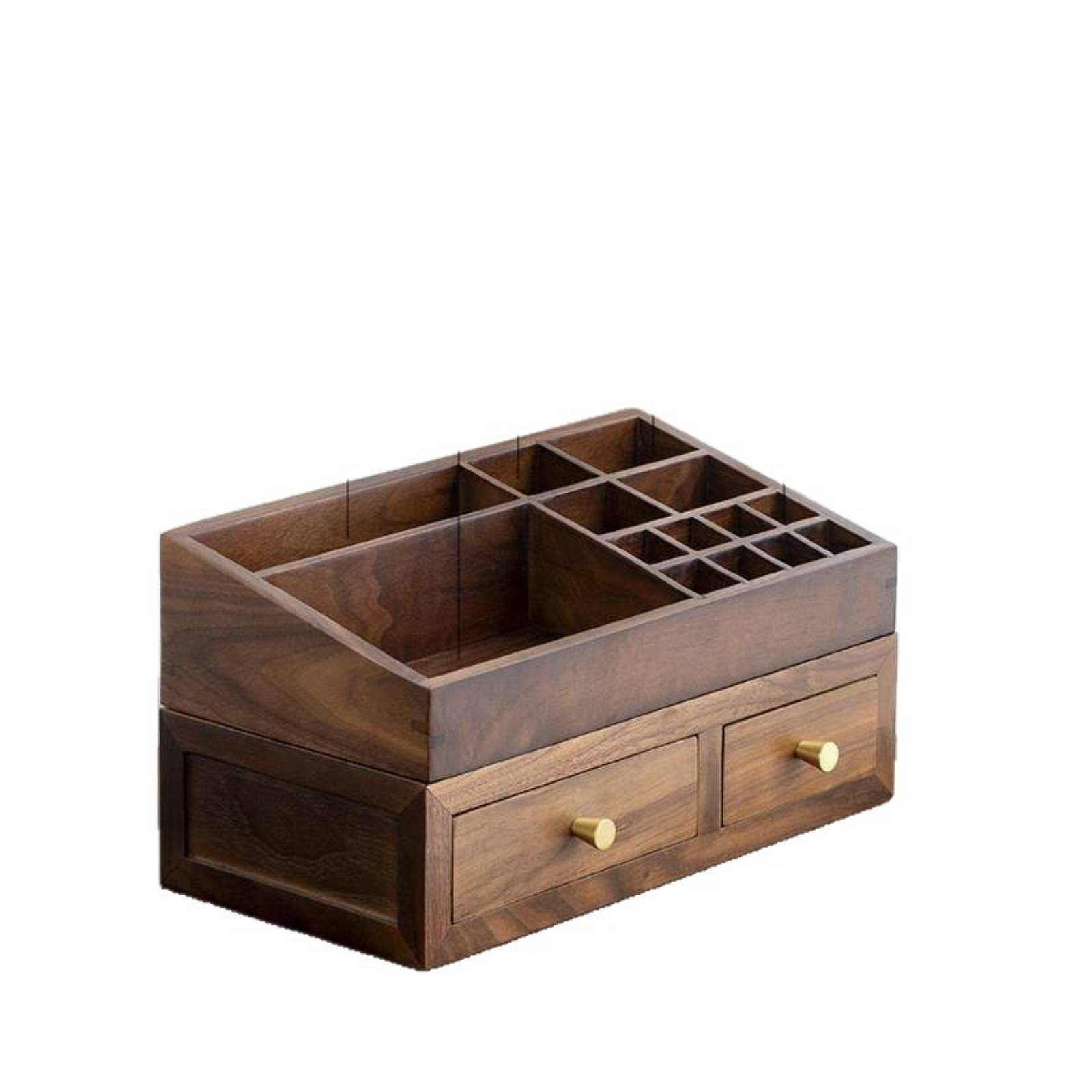 Walnut Wooden Makeup Organizer