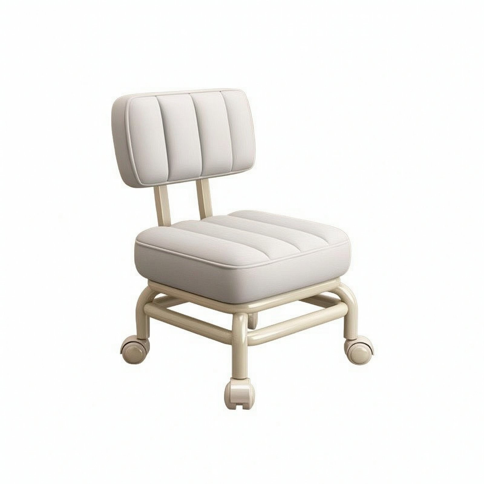 Rolling Stool with Backrest – Beige