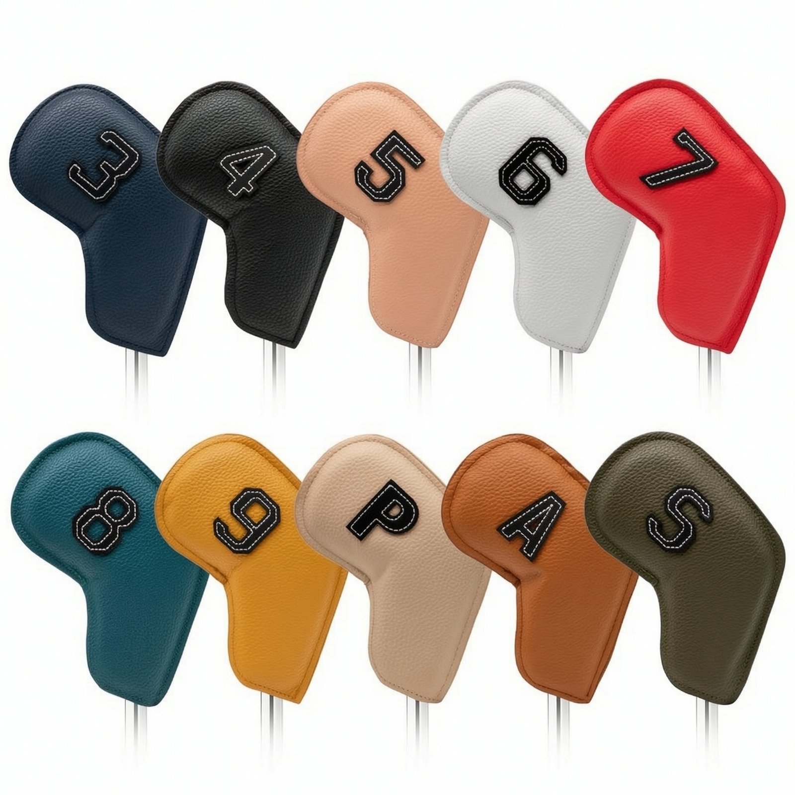 10-Piece PU Golf Iron Covers