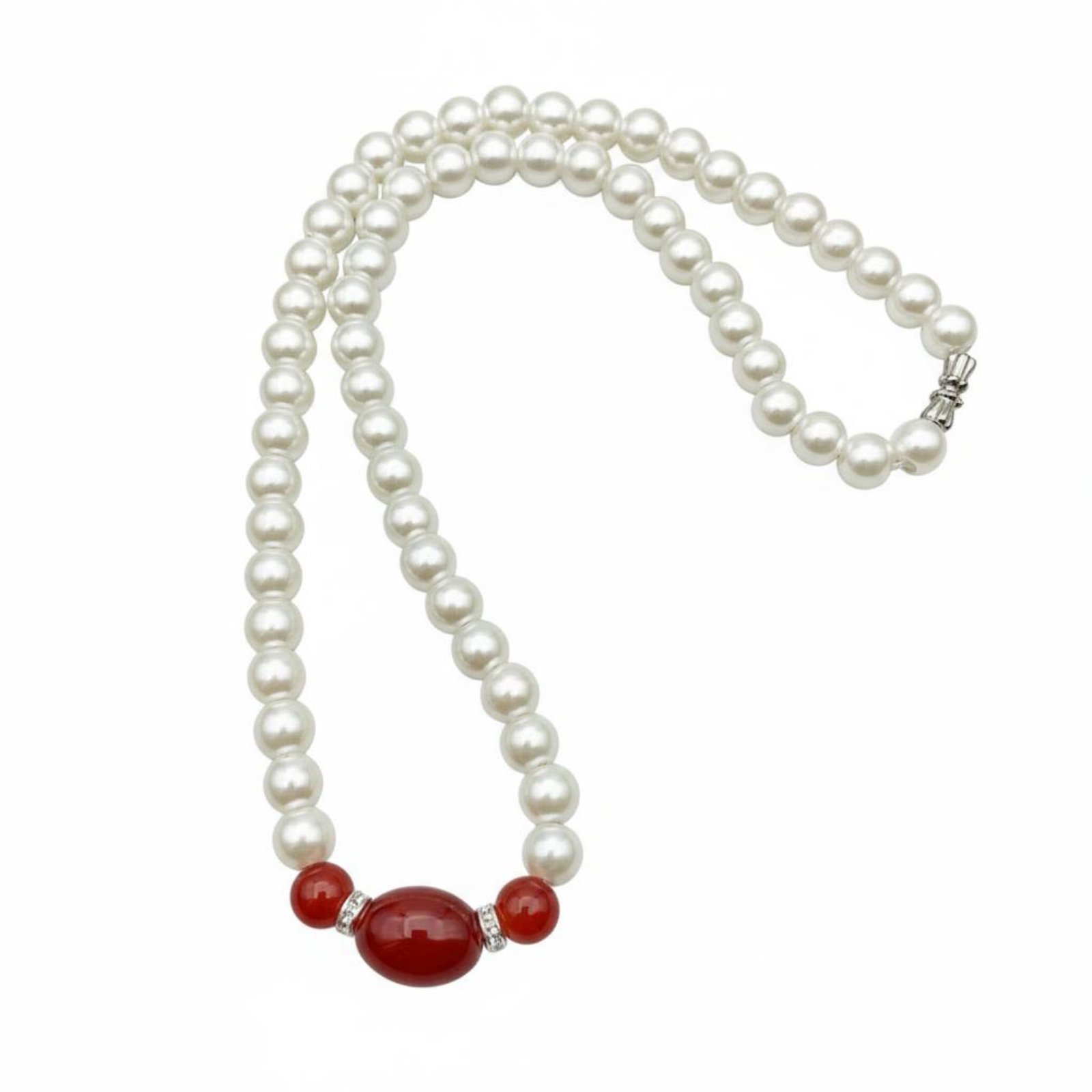 2-Piece Faux Pearl Necklace Bracelet Set