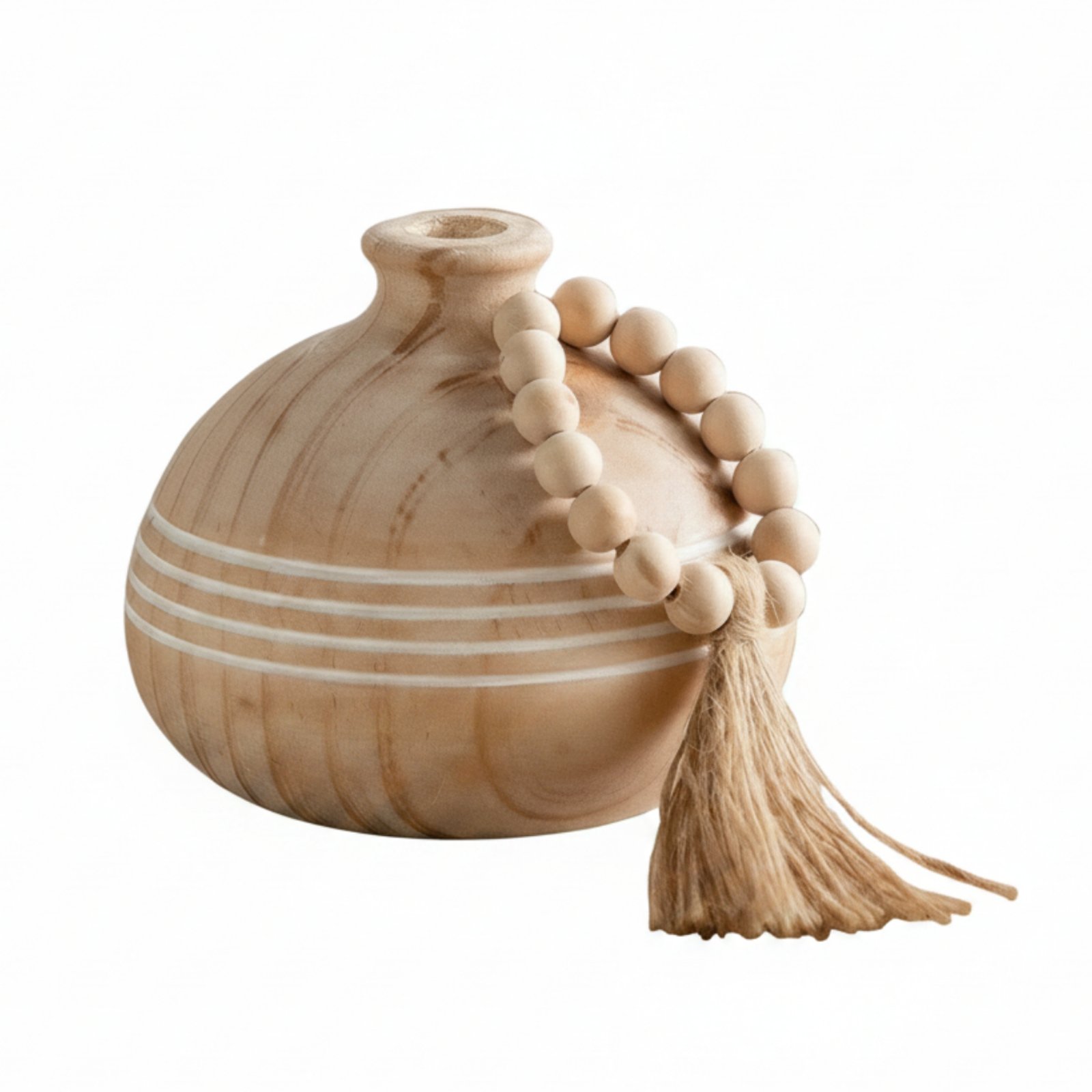 Wooden Vase with Tassel