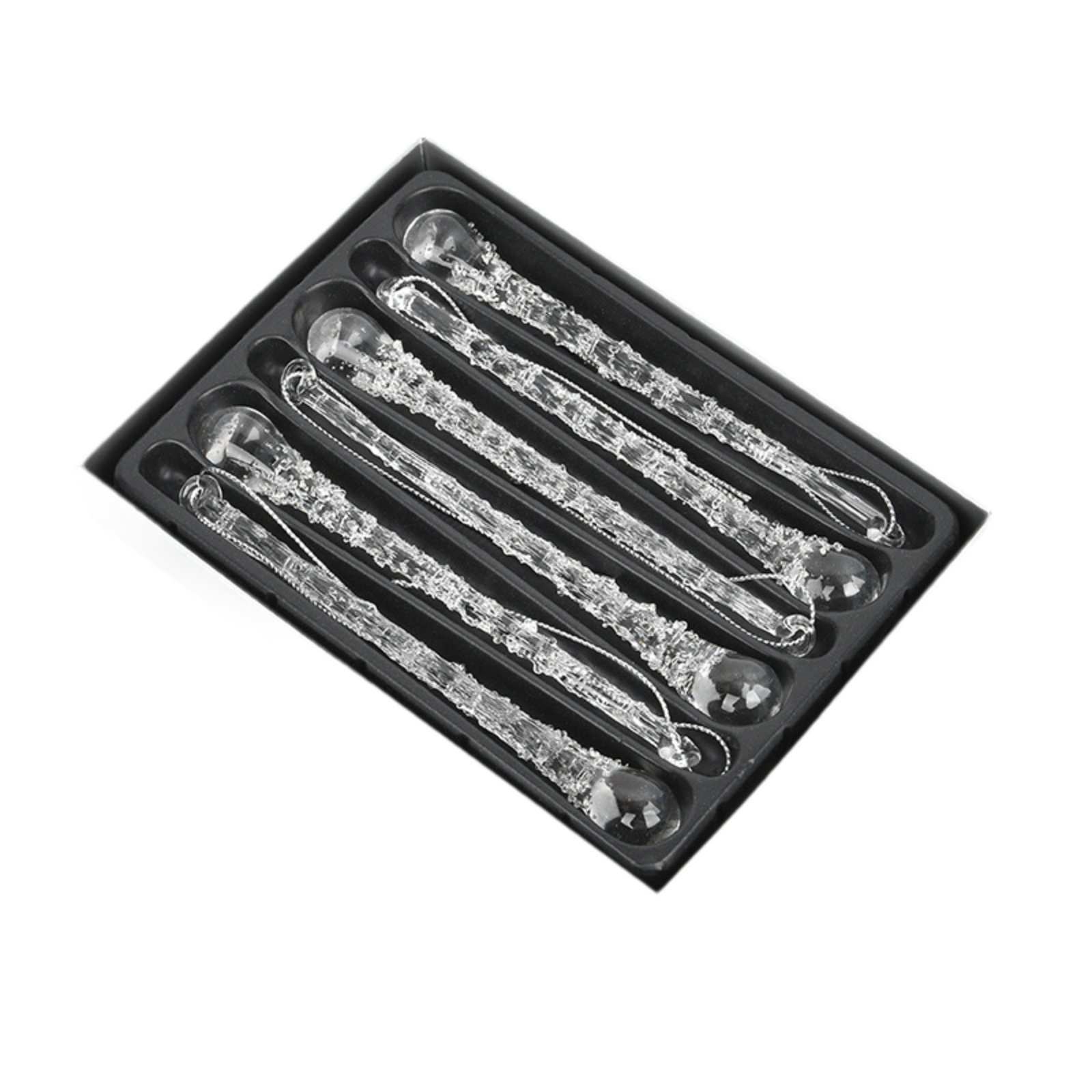 6-Piece Glass Icicle Ornaments