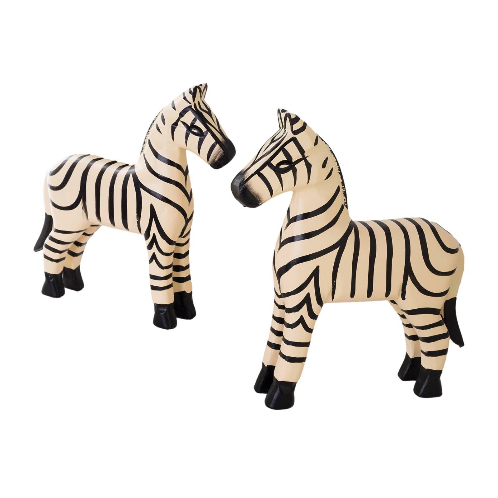 2-Piece Wooden Zebra Figurines