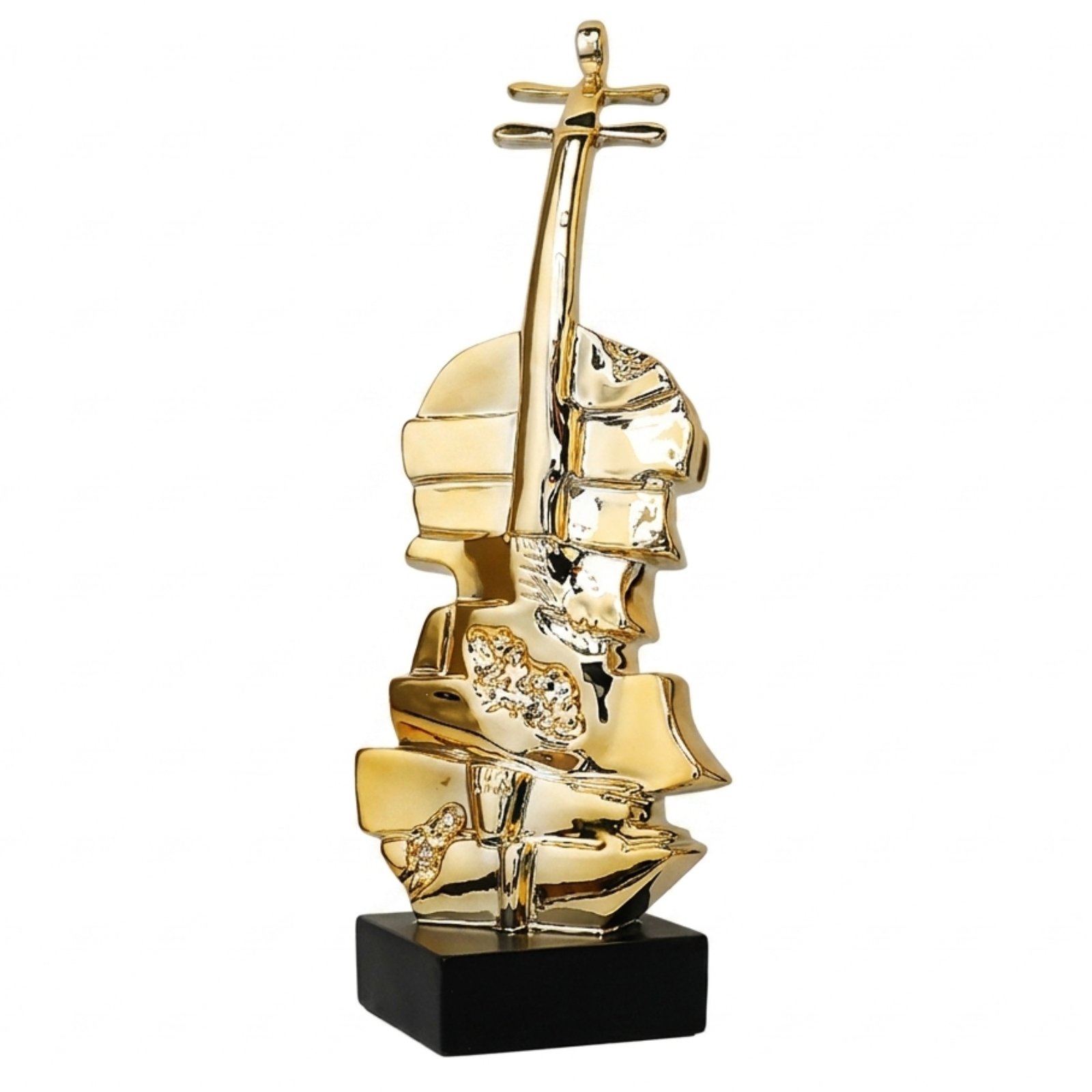 Violin Figurine Golden Sculpture