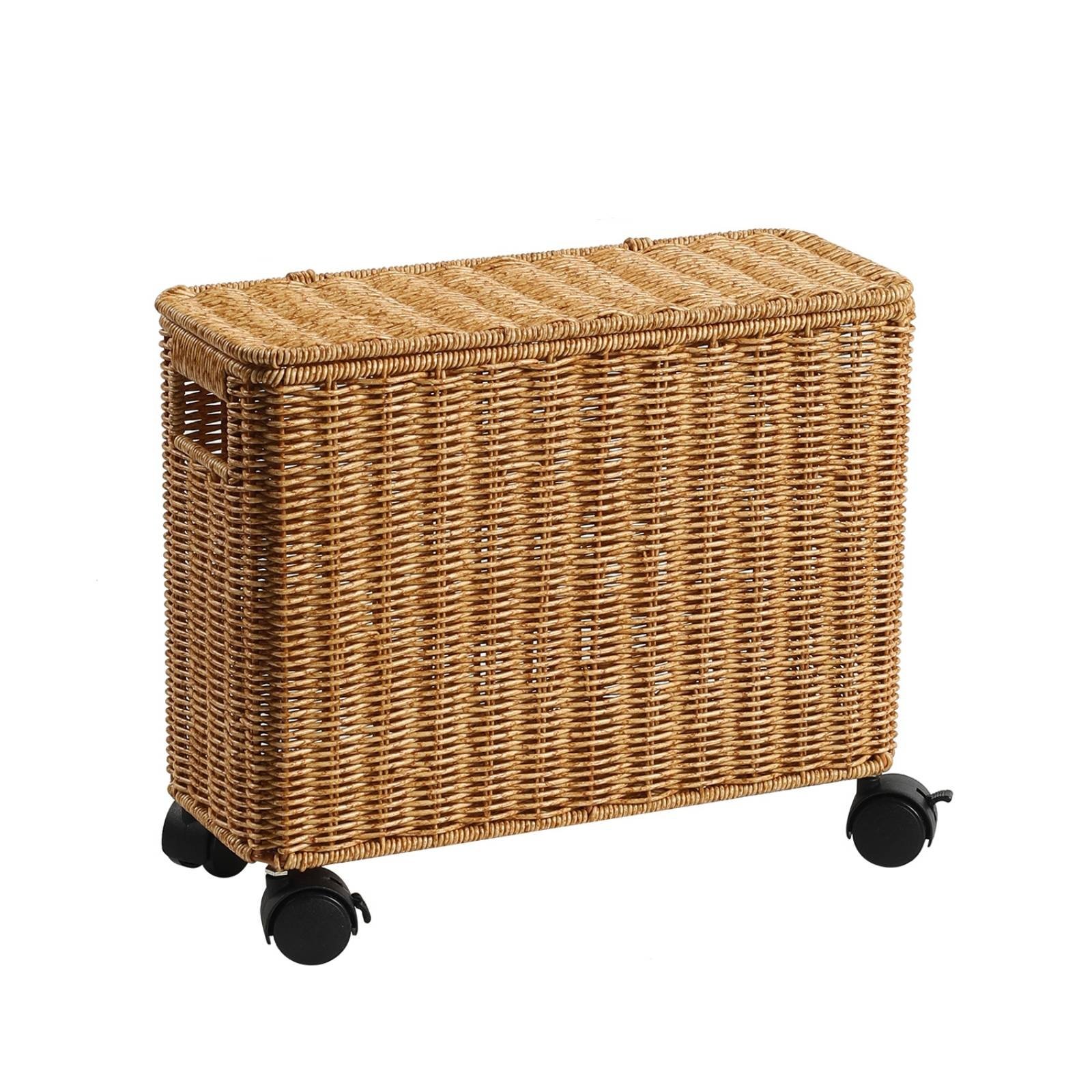 Braided Container Bin with Wheels Built- Handles