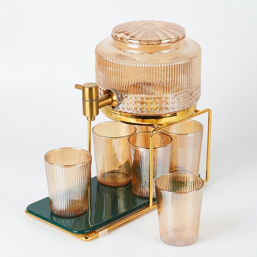 Glass Beverage Dispenser with Faucet