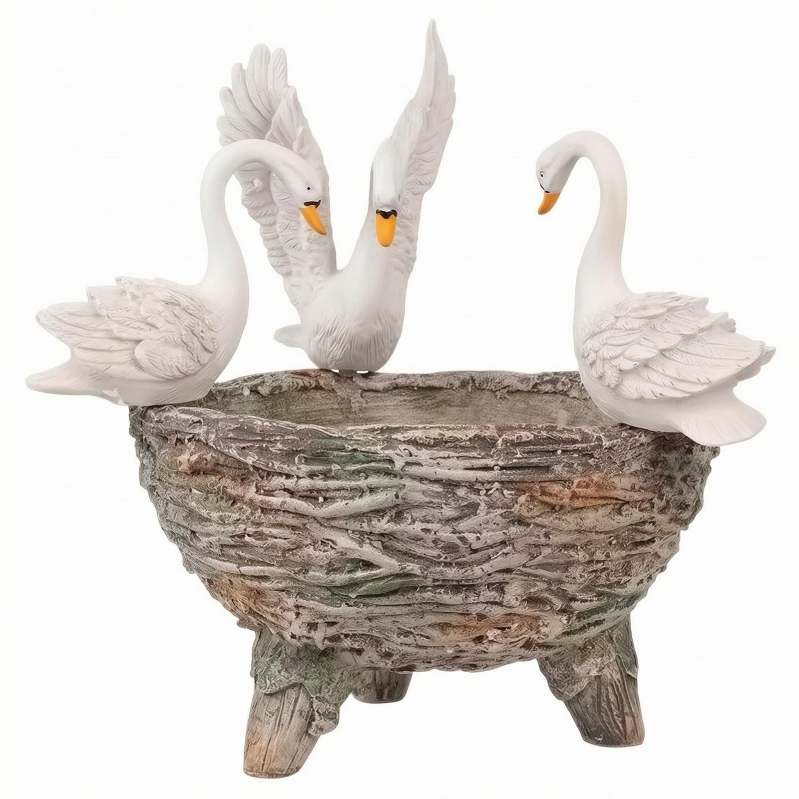 Stone-Like Swan Planter Sculpture