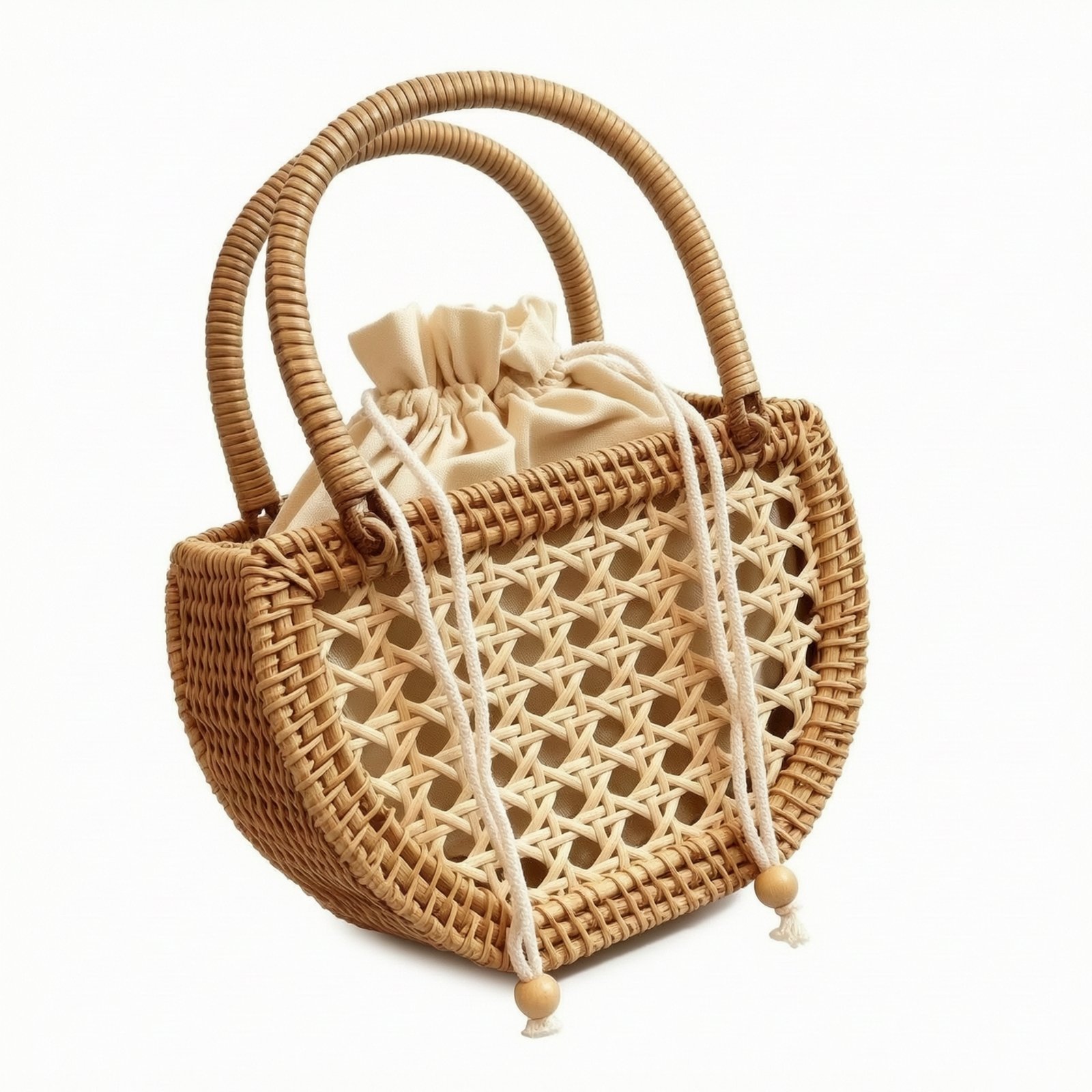 Woven Handbag with Drawstring