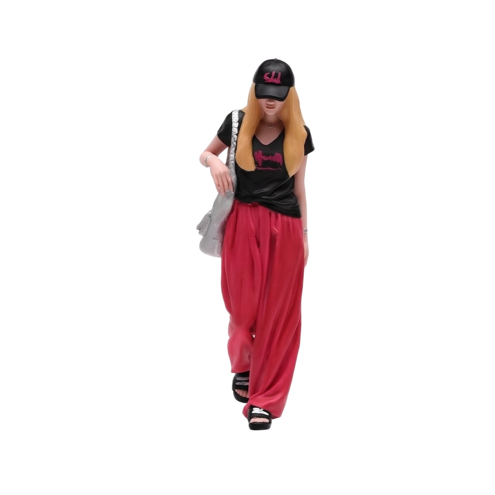 Hand-Painted Walking Woman Figure