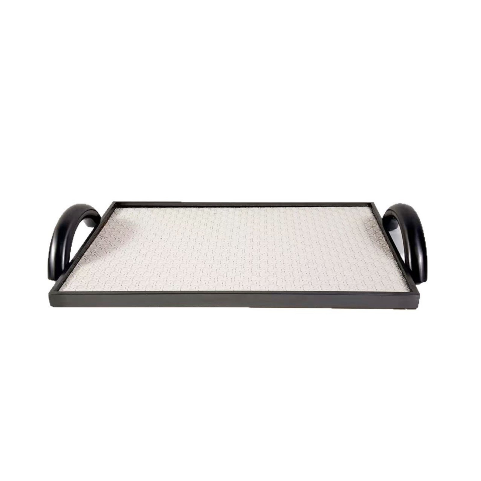 Metal Serving Tray with Handles – White, 46x26x6cm