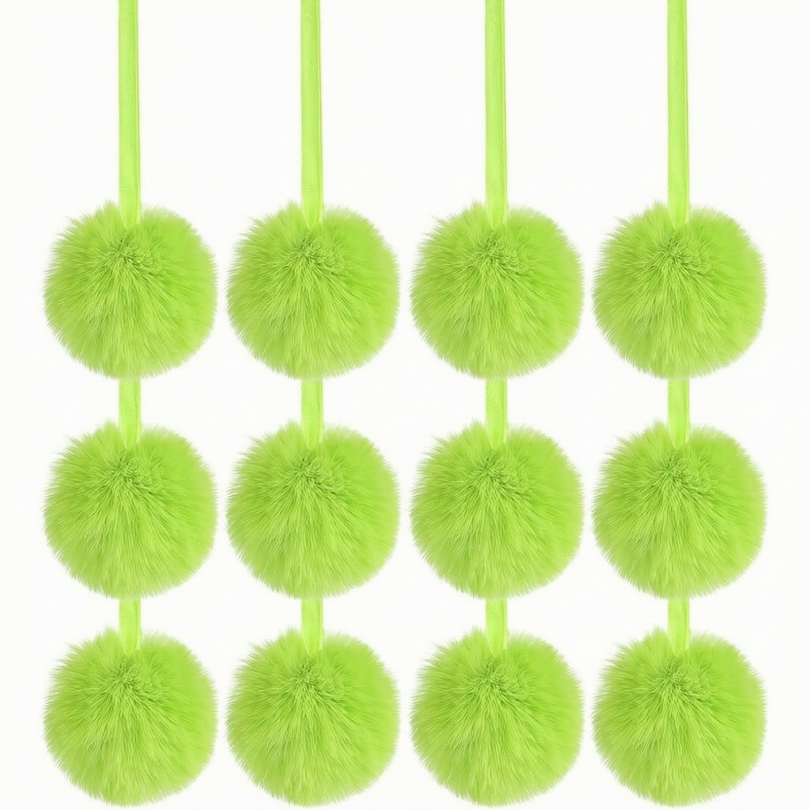 Set of 4 Furry Sphere Ornament with Ribbon