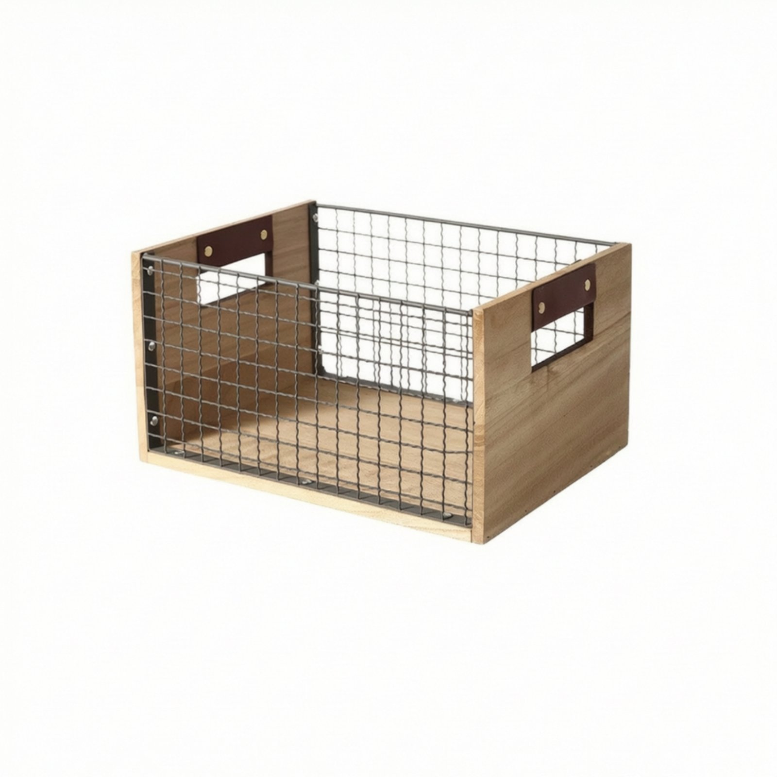 Wire Storage Basket with Wooden Handles