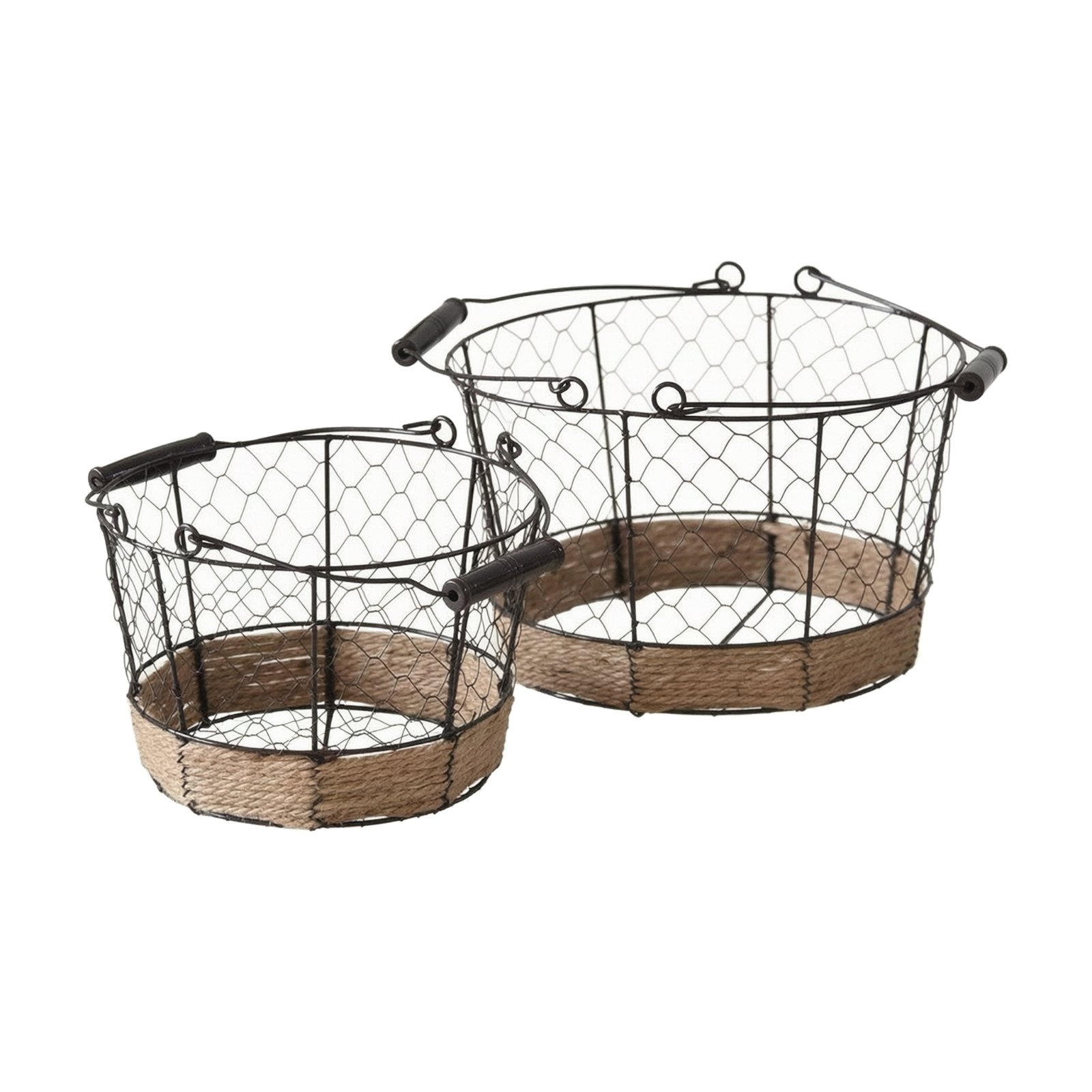 2-Piece Handwoven Iron Wire Storage Basket