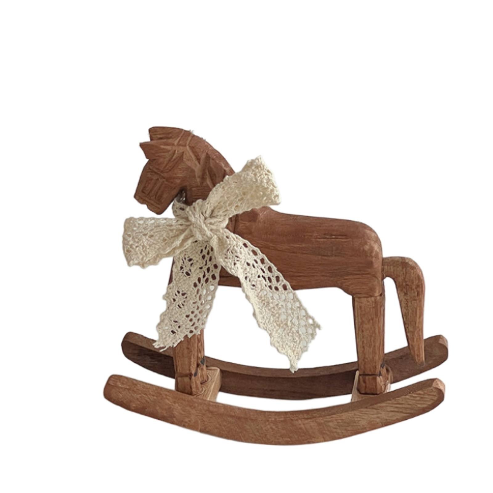 Set of 4 Rocking Horse Ornament with Ribbon