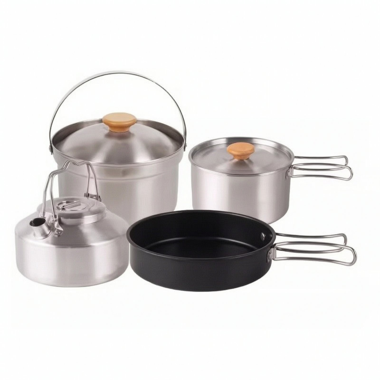 4-Piece Camping Pot and Pan Set