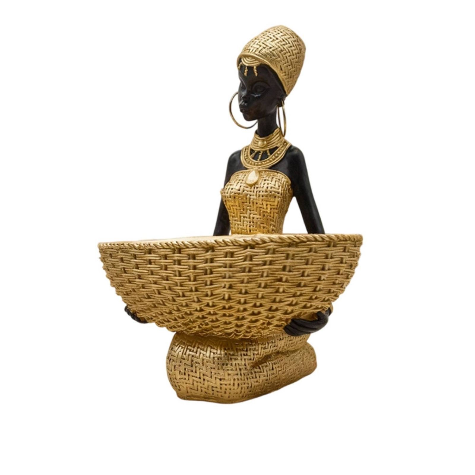 African Woman Figurine with Basket