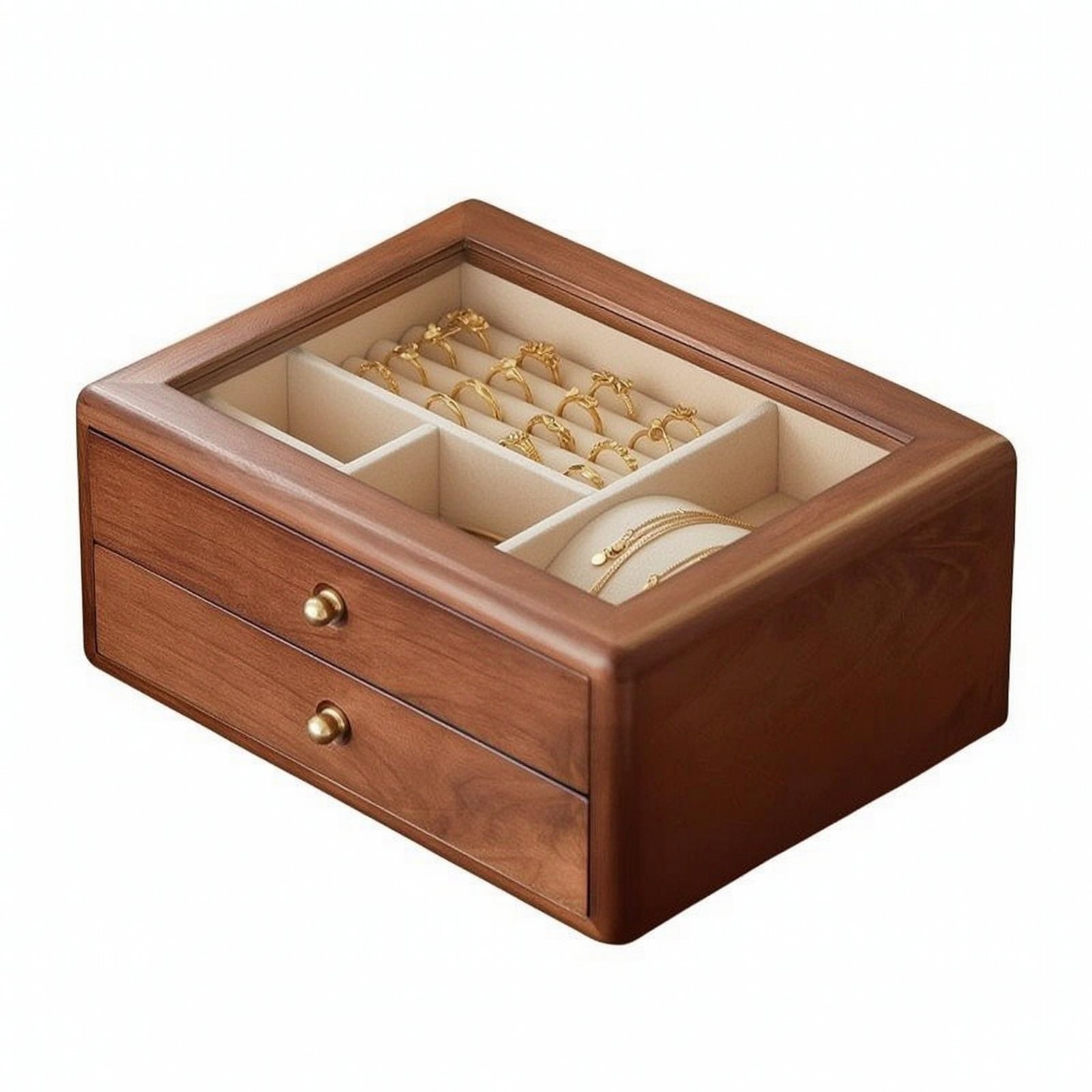 Wooden Jewelry Box with Transparent Top
