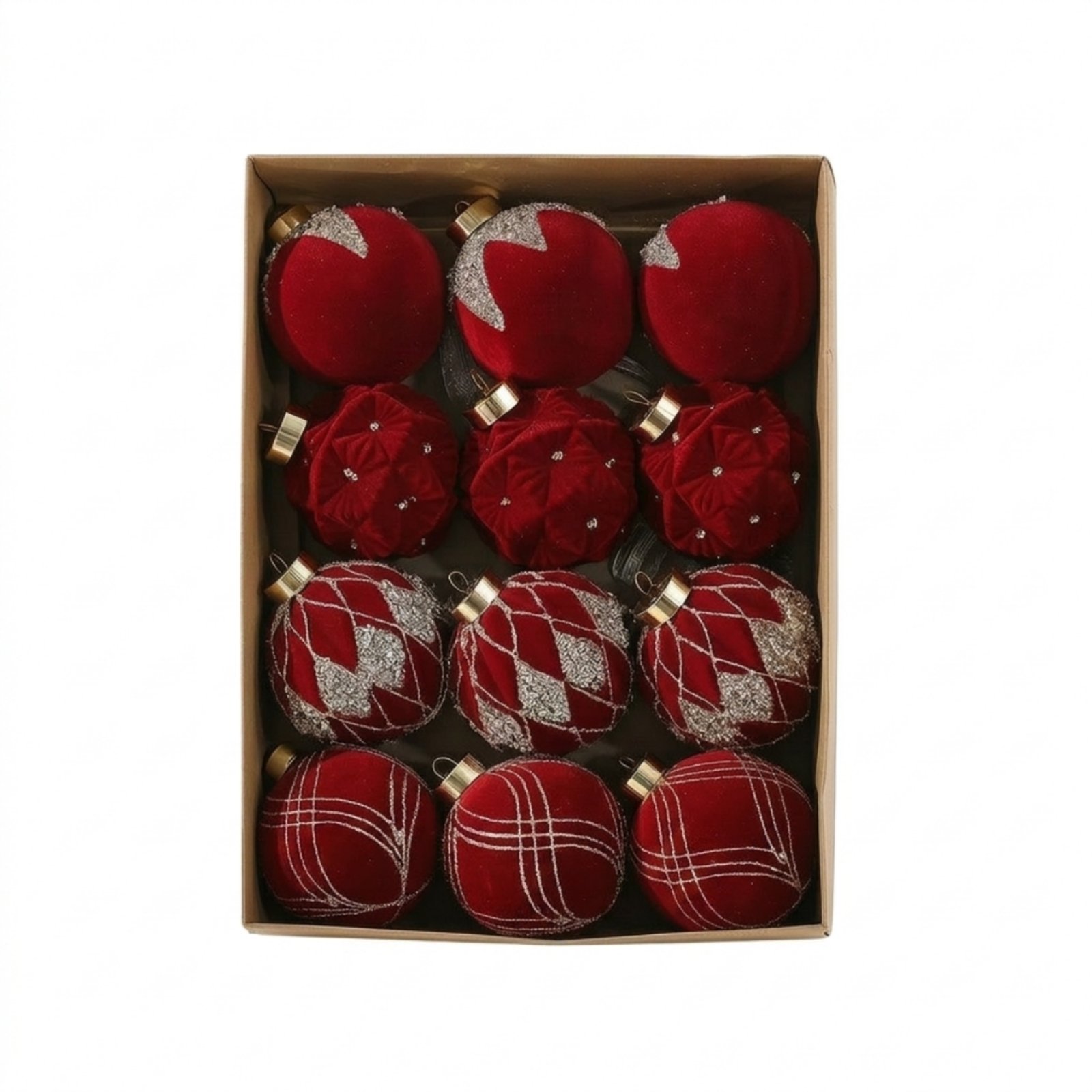 12-Piece Flocked Christmas Balls