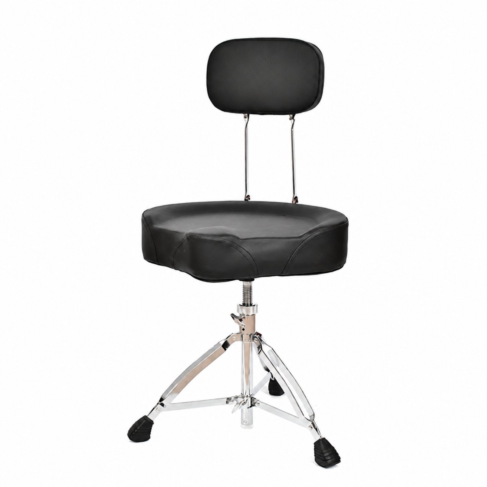 Drum Throne with Backrest – Black Leather